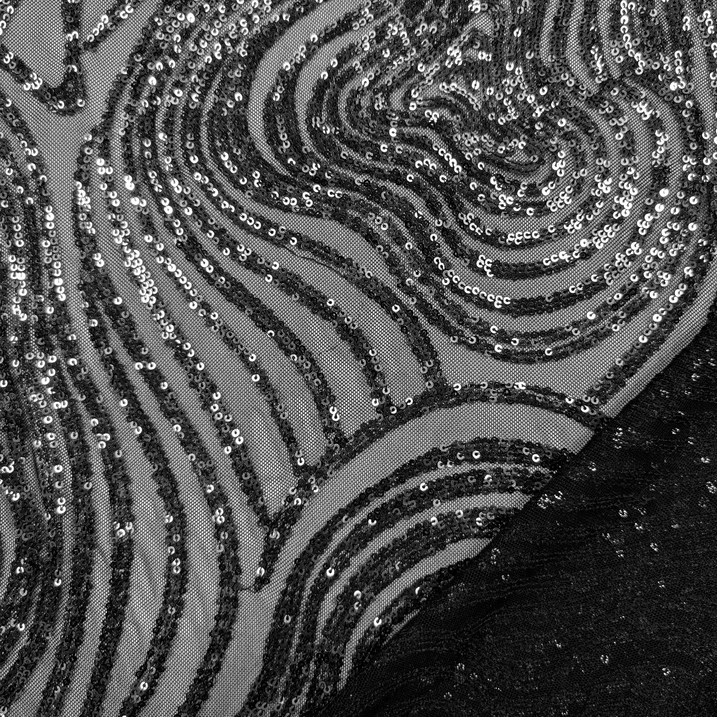 Tulle Nero con Fantasia Paillettes Moda Image