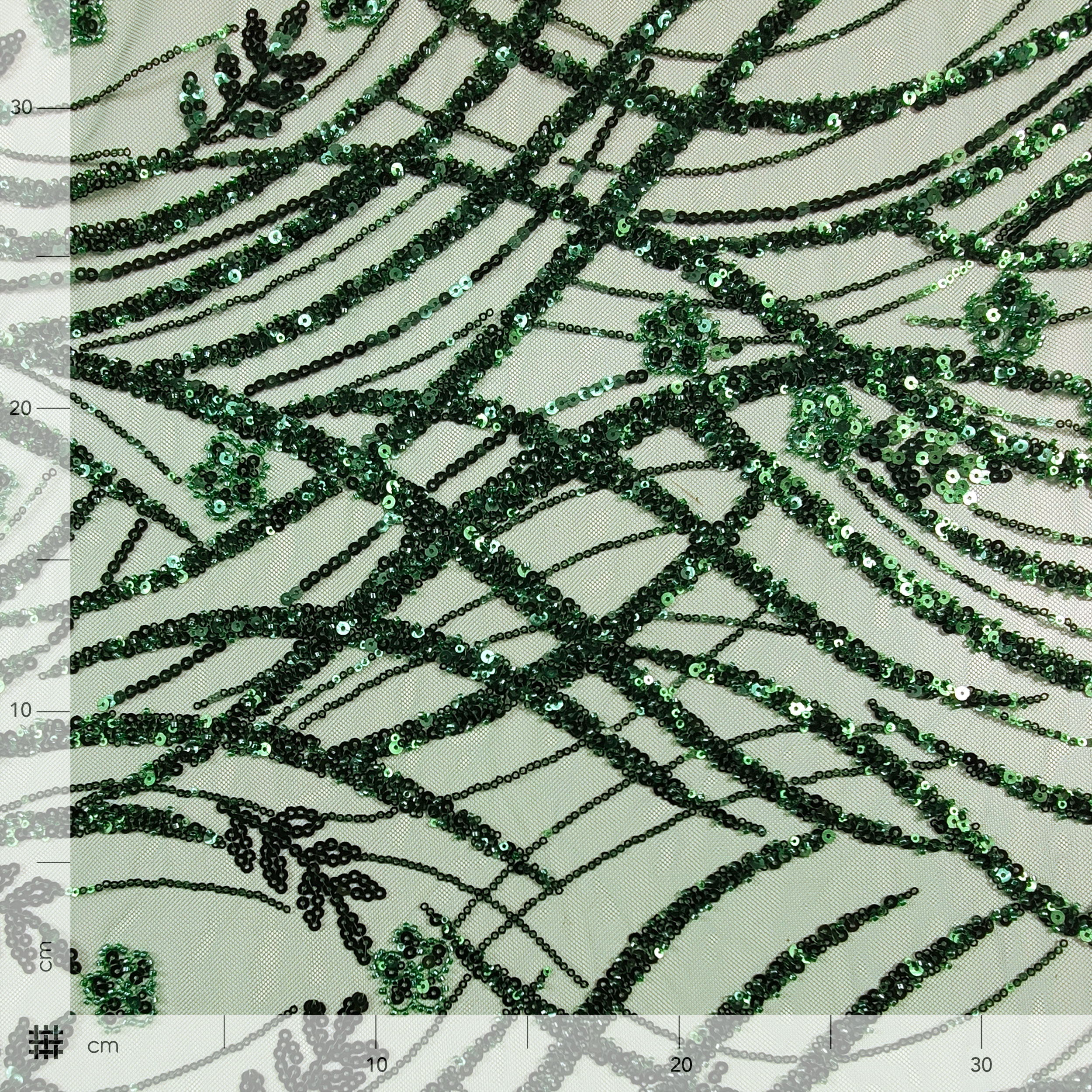 Tulle Ricamato Paillettes Moda Verde