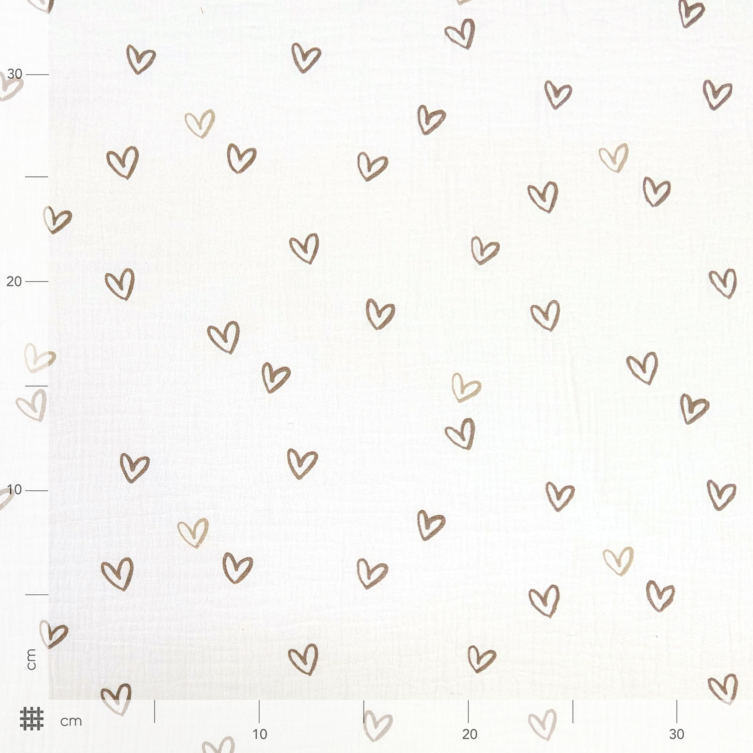Mussola Cotone Cuoricini Beige Image