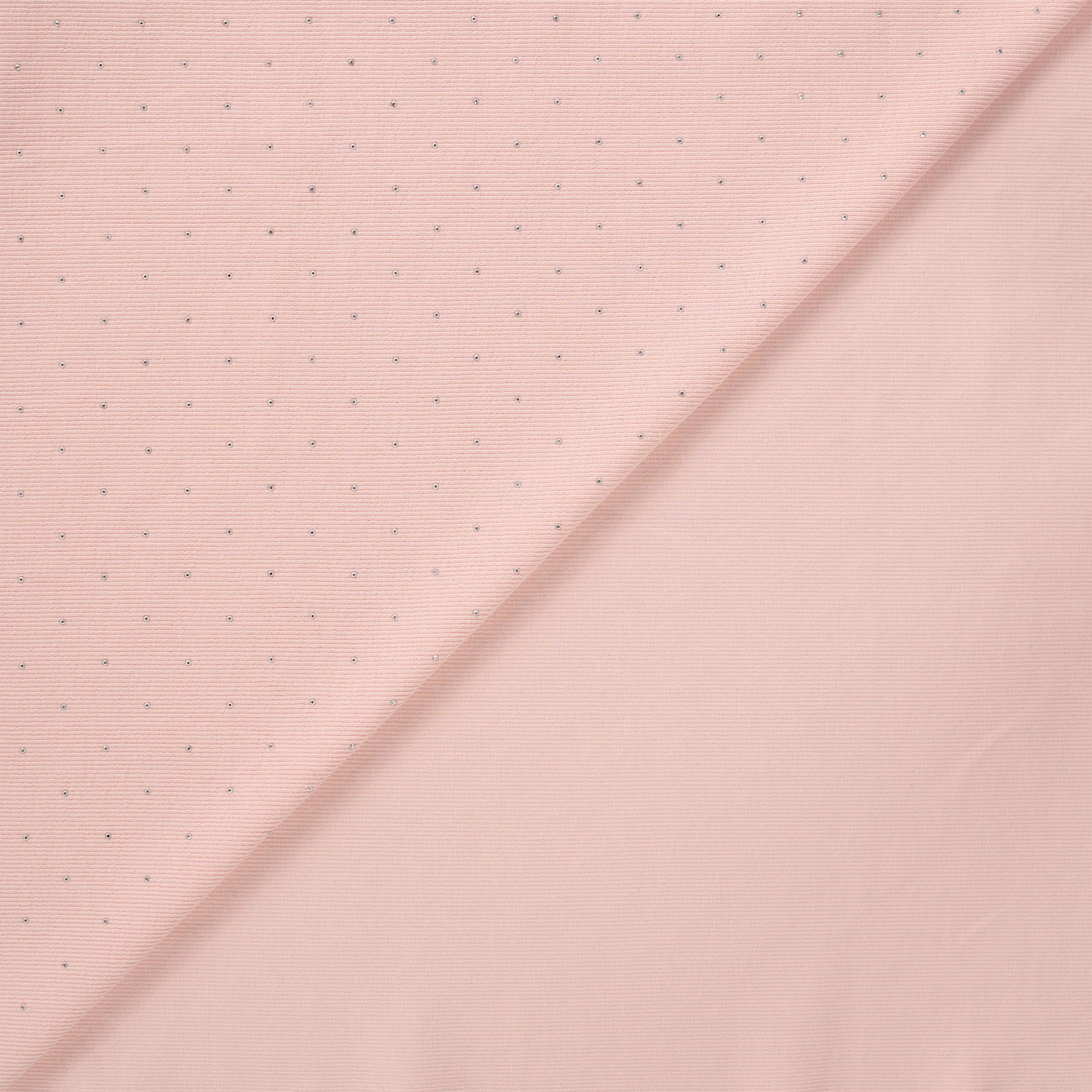 Jersey Cotone Costine Strass Rosa Image