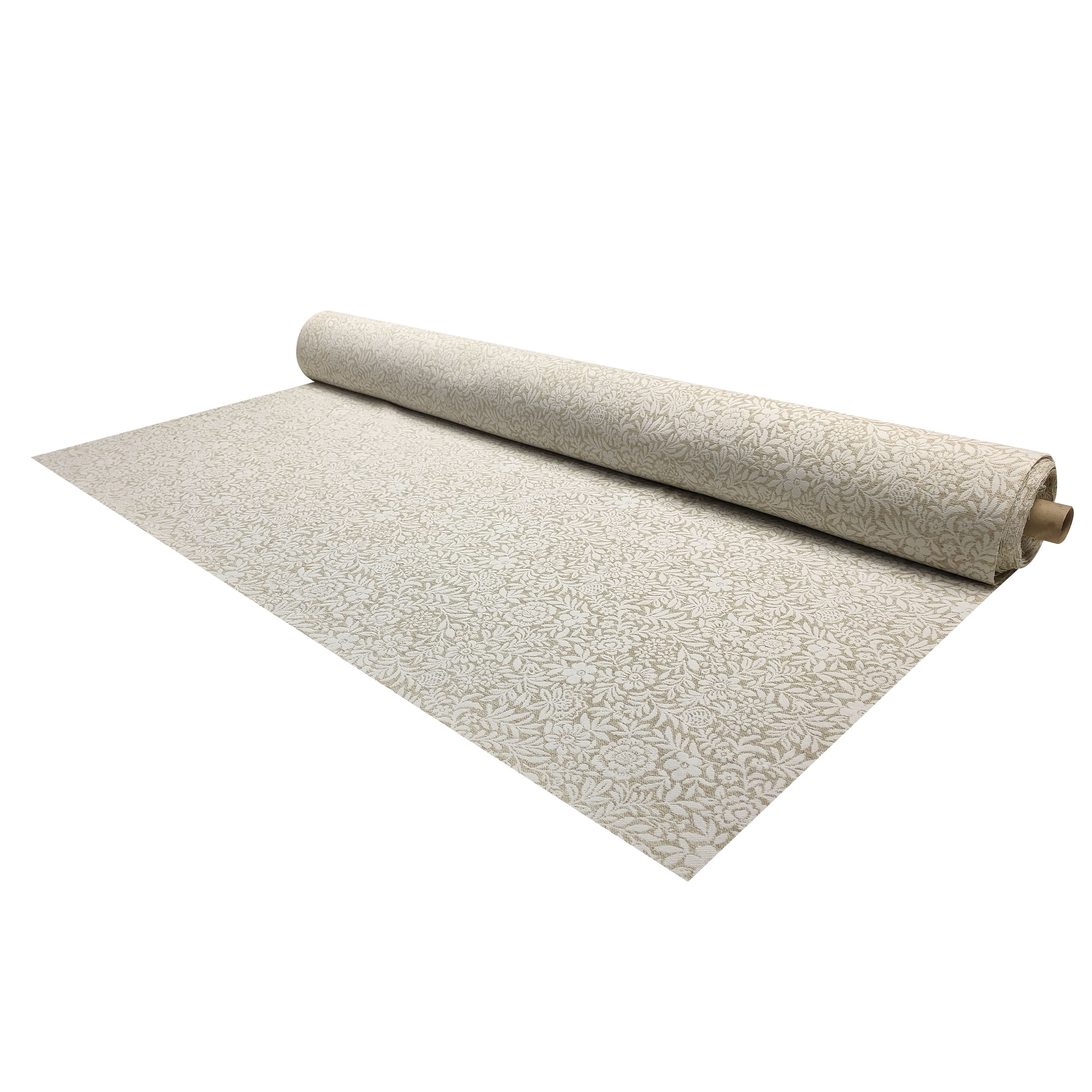 Tessuto Jacquard Fiori Chiari Sfondo Beige