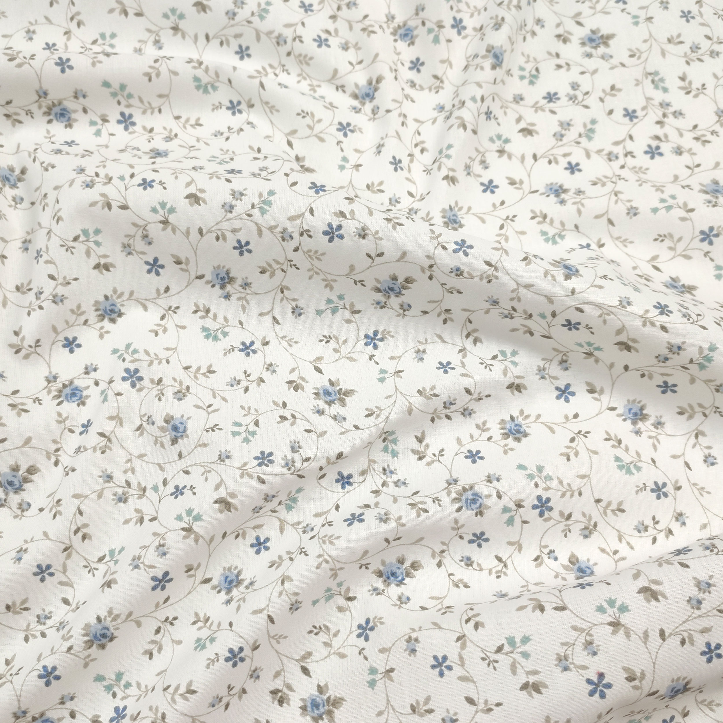 Tessuto Cotone Fiorellini Blu