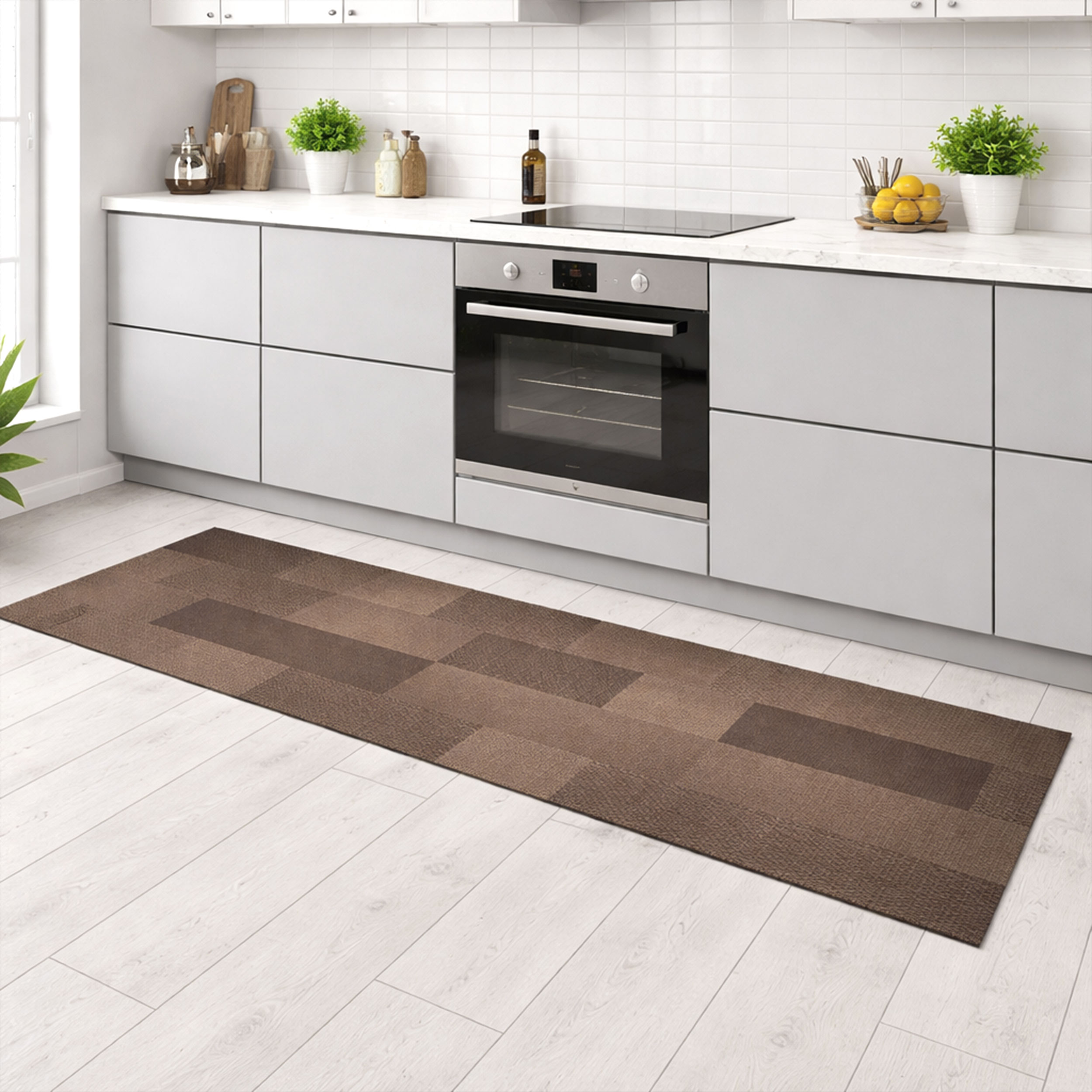 Passatoia da Cucina Rettangoli Toni del Marrone Image