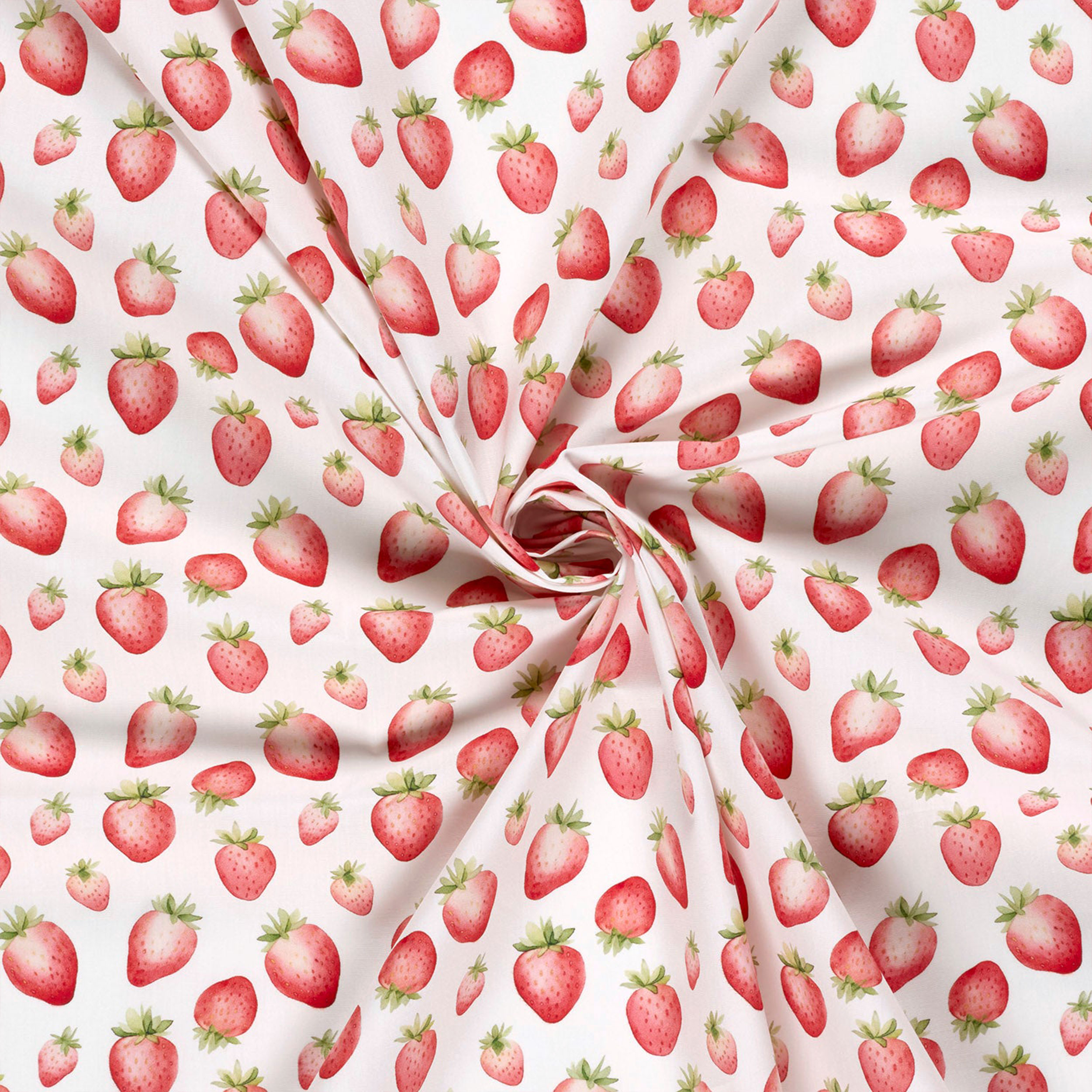 Popeline Cotone Fragole Sfondo Bianco Image