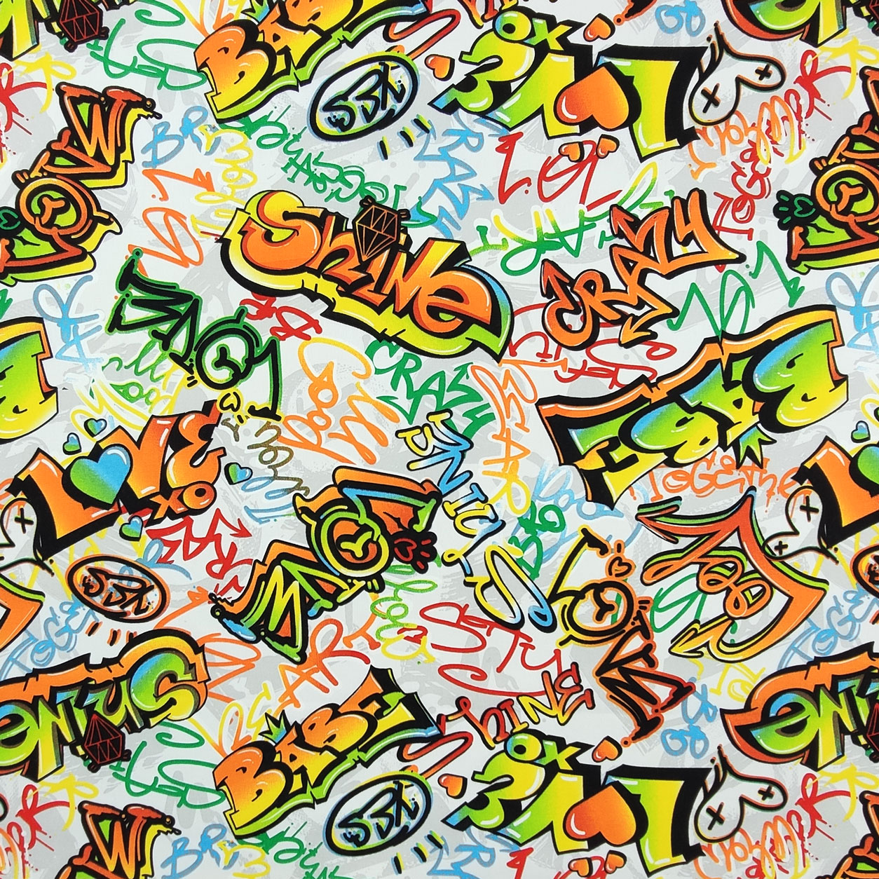 Ritaglio Tessuto Panama Graffiti Street Art 50x140 cm