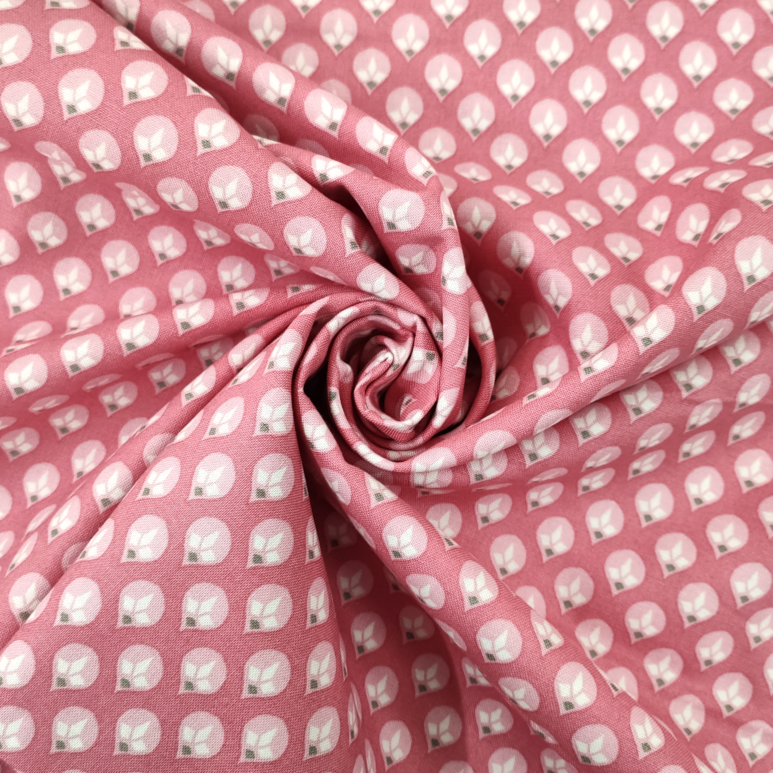 Tessuti in cotone gocce di rugiada rosa