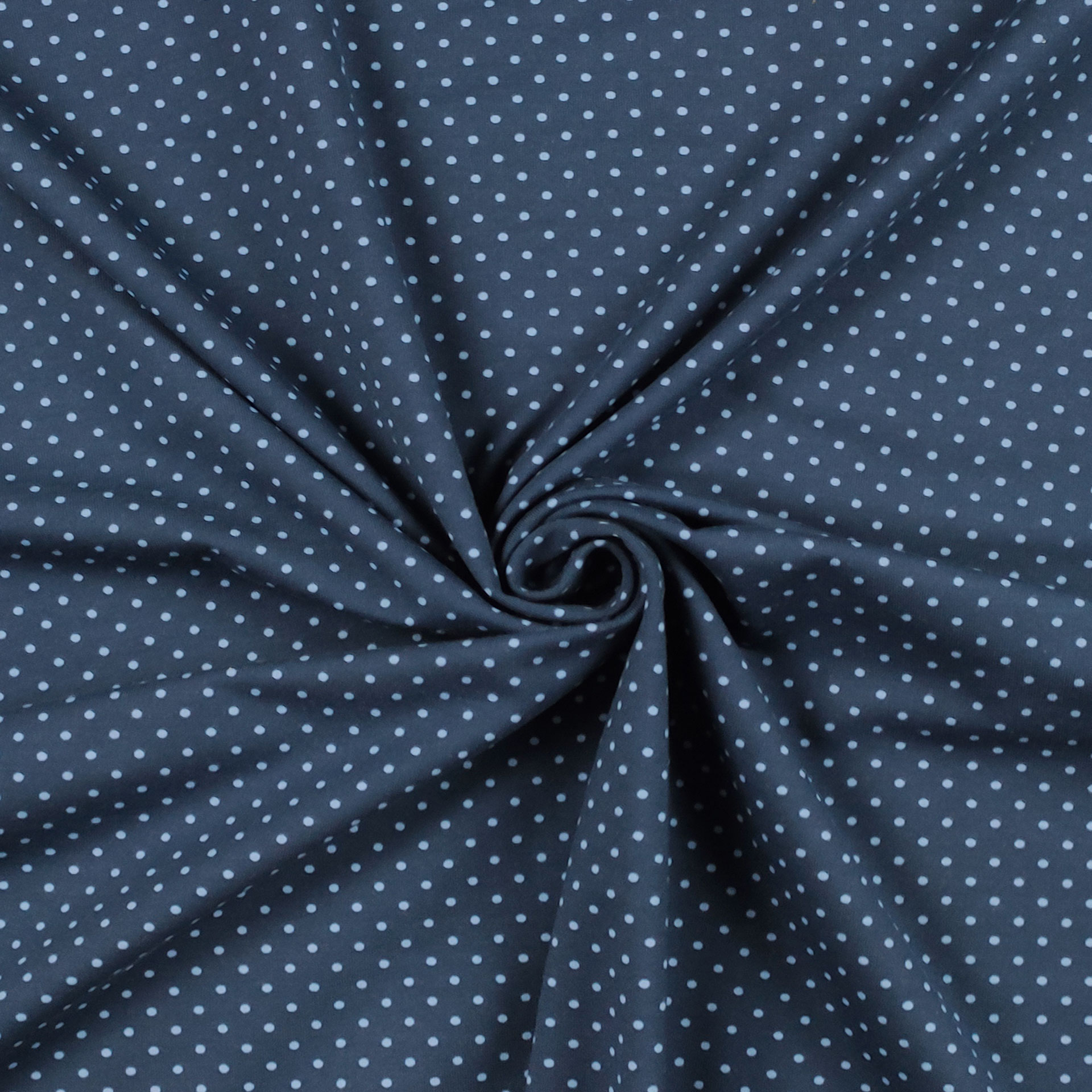 Maglina cotone elasticizzata blu pois celeste
