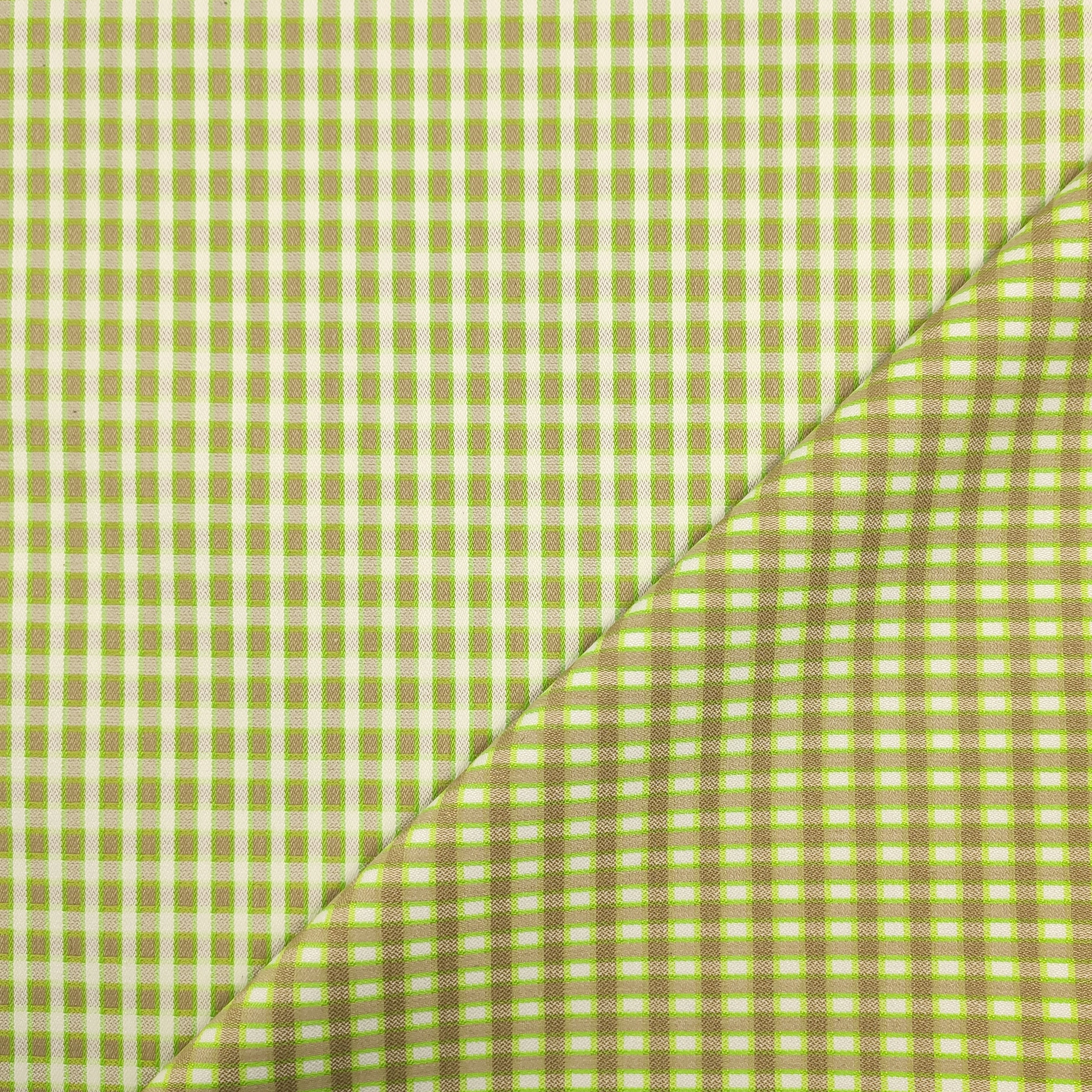 Tessuto Elasticizzato Quadretto Verde Prato