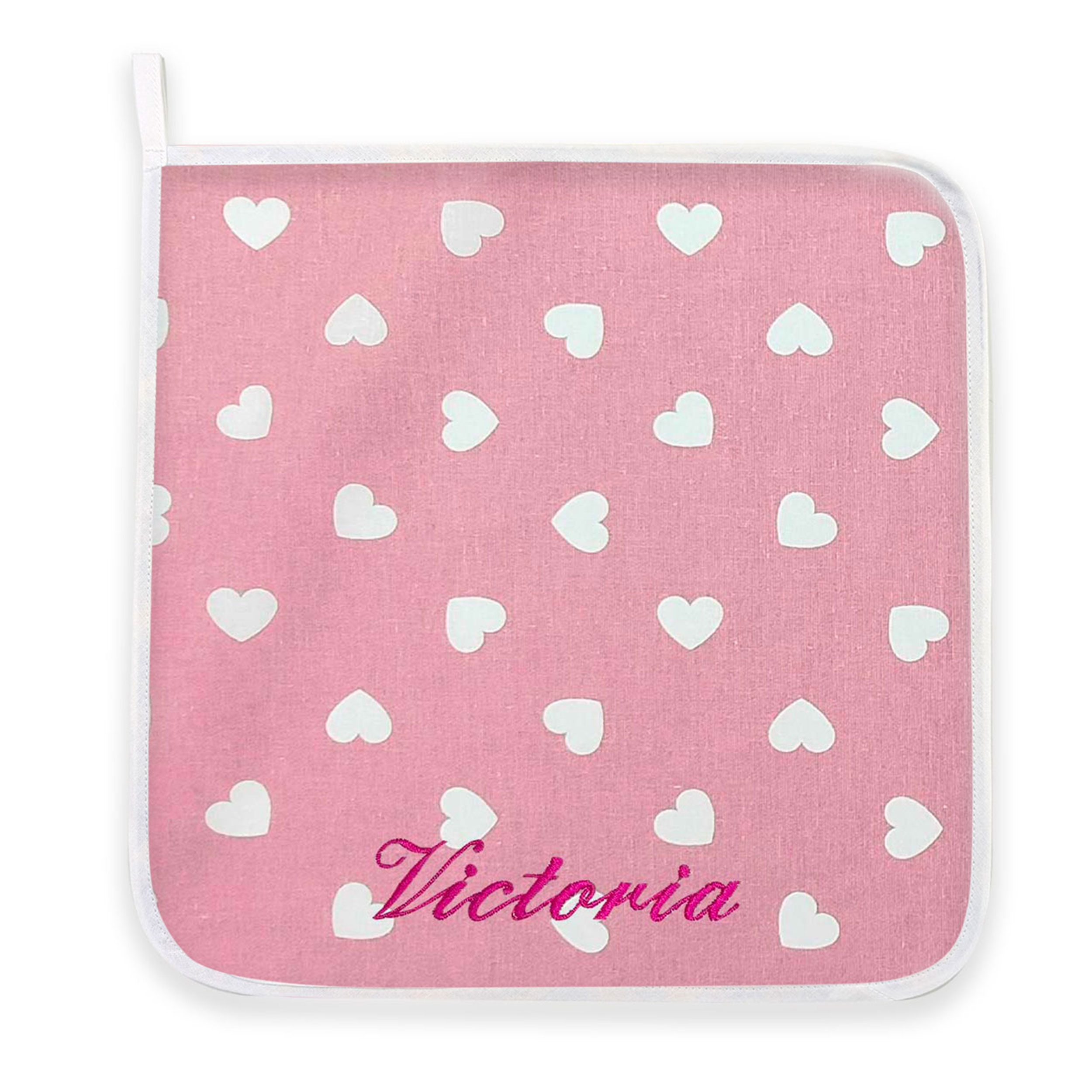 Tovagliolo Cuori Bianchi Sfondo Rosa Antico Image