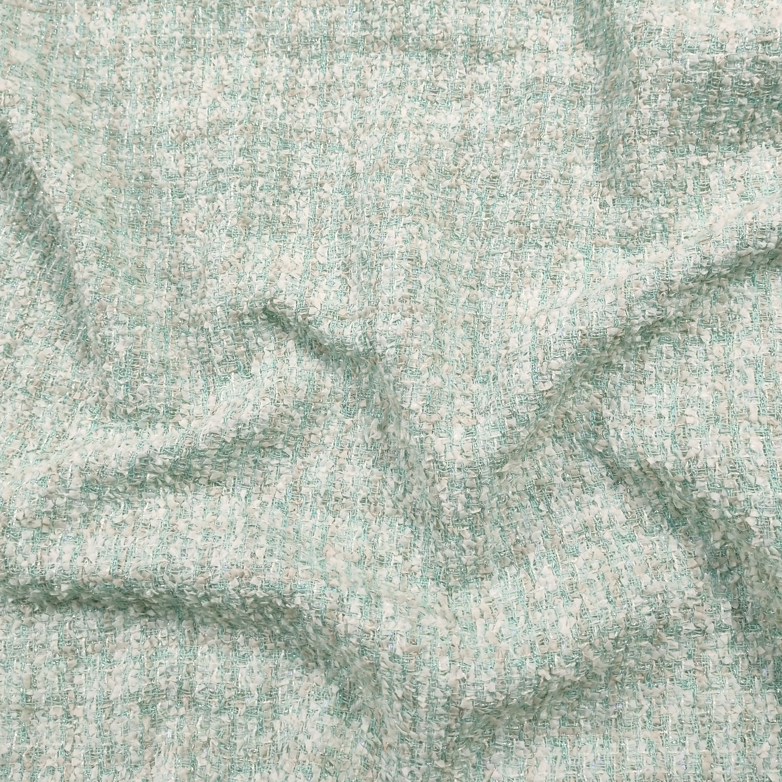 Tweed Alta Moda Verde Acqua Bianco Lurex