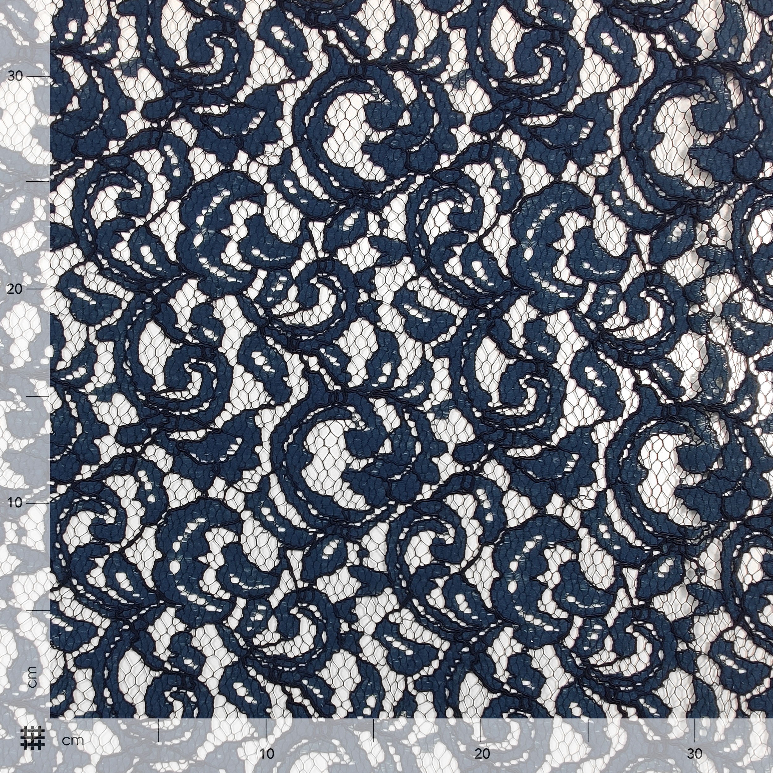 Tessuto Pizzo Misto Cotone Blu