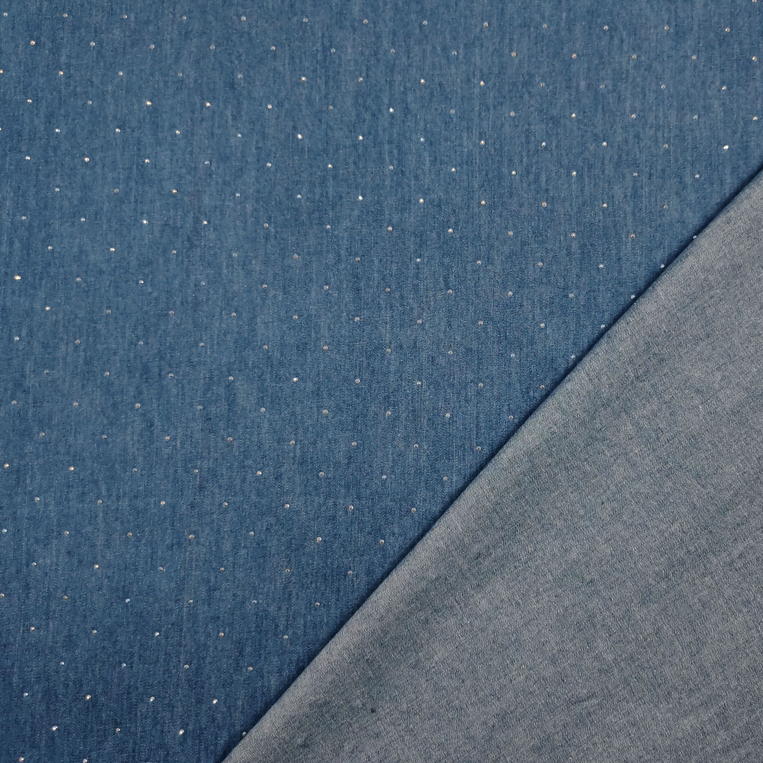 Denim di Cotone con Strass