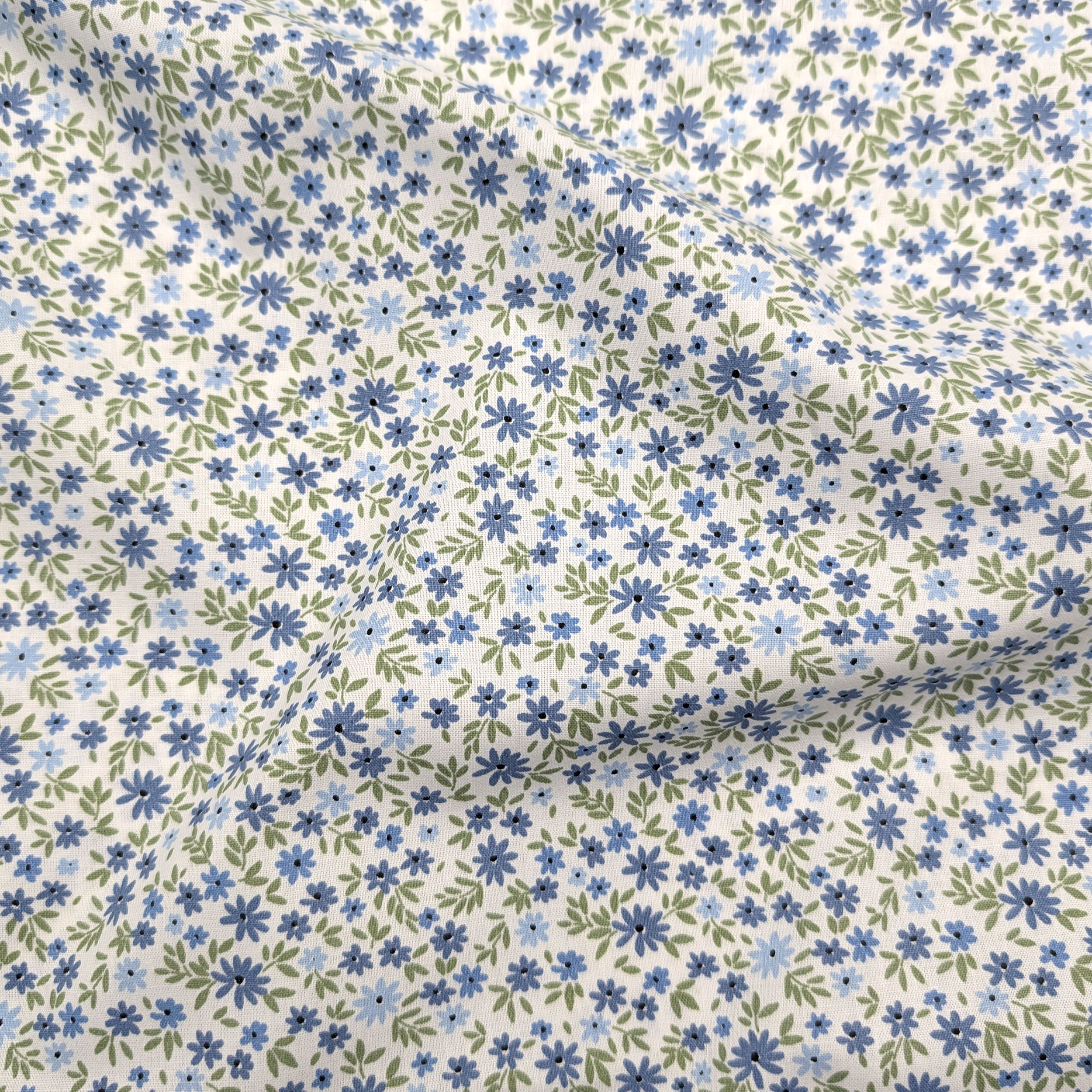 Popeline Cotone Fiorellini Azzurro e Blu Image