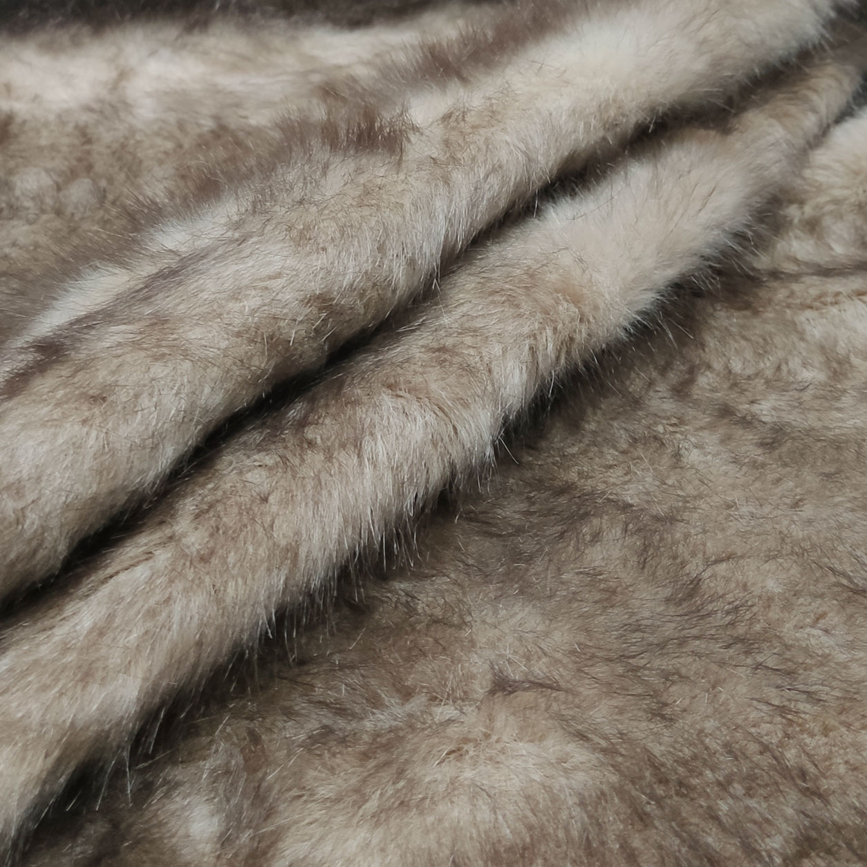 Ecopelliccia Pelo Lungo Marrone Sfumato Beige