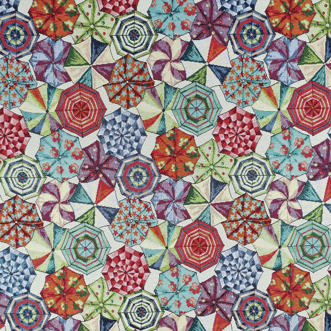 Tessuto Jacquard Ombrelloni Colorati