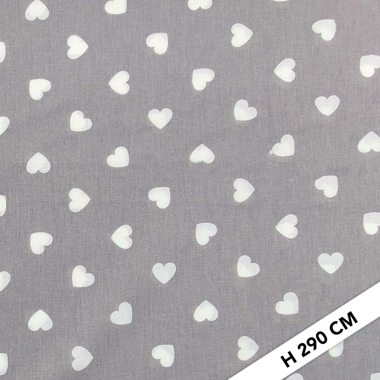Lenzuolo Cotone Cuori Bianchi con Sfondo Grigio Image