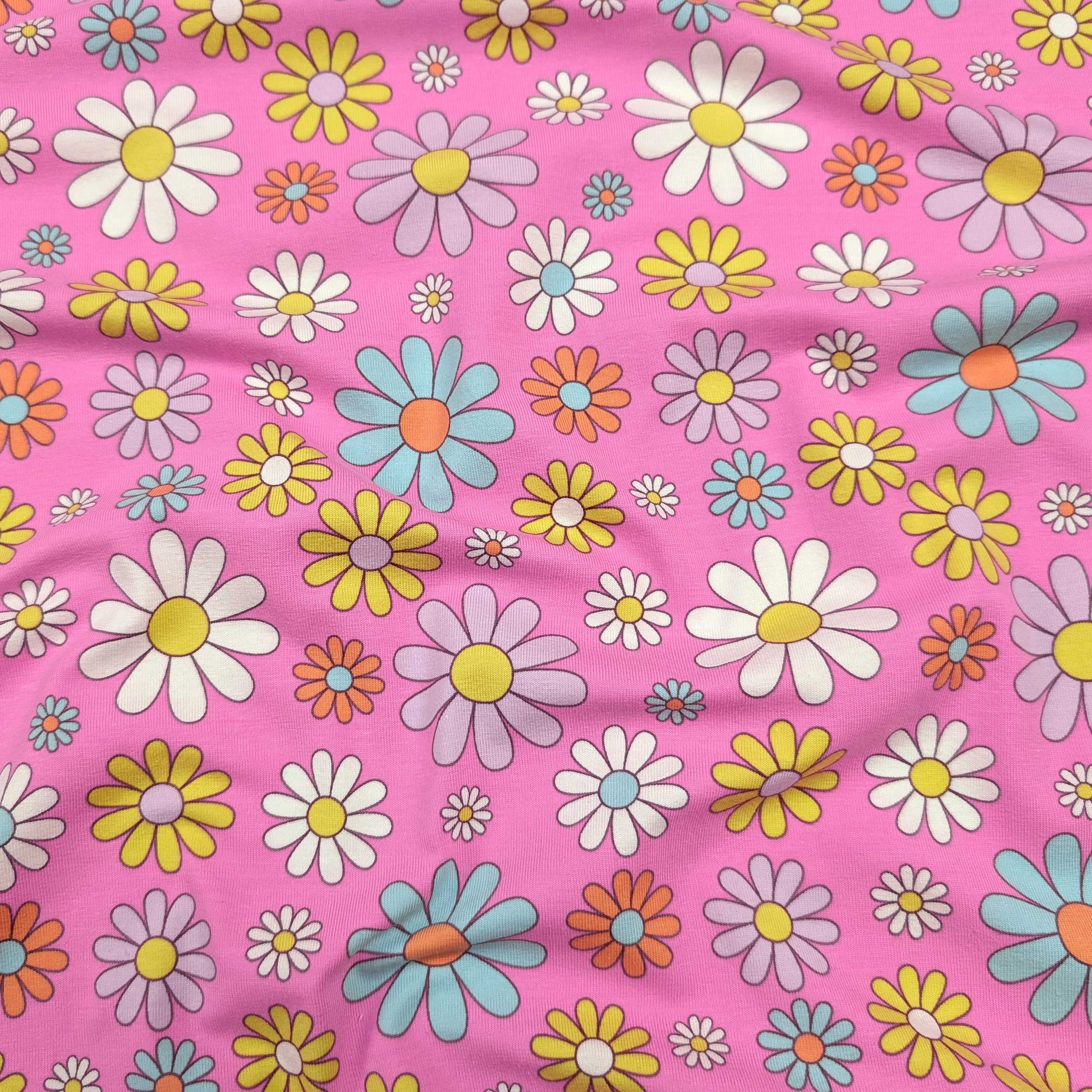 Maglina Cotone Margherite Sfondo Rosa Image