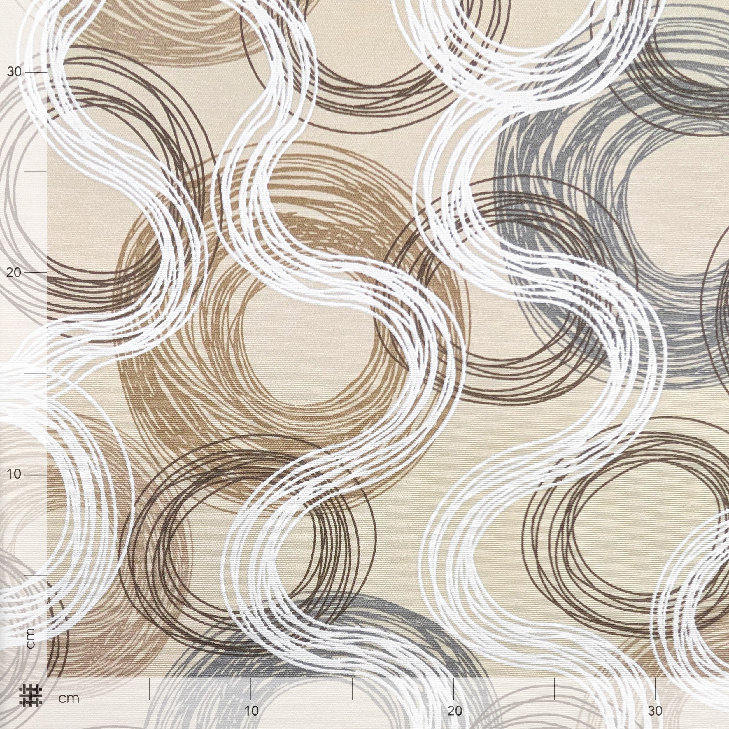 Tessuto per Tovaglia Resinata Cerchi Astratti Beige Image