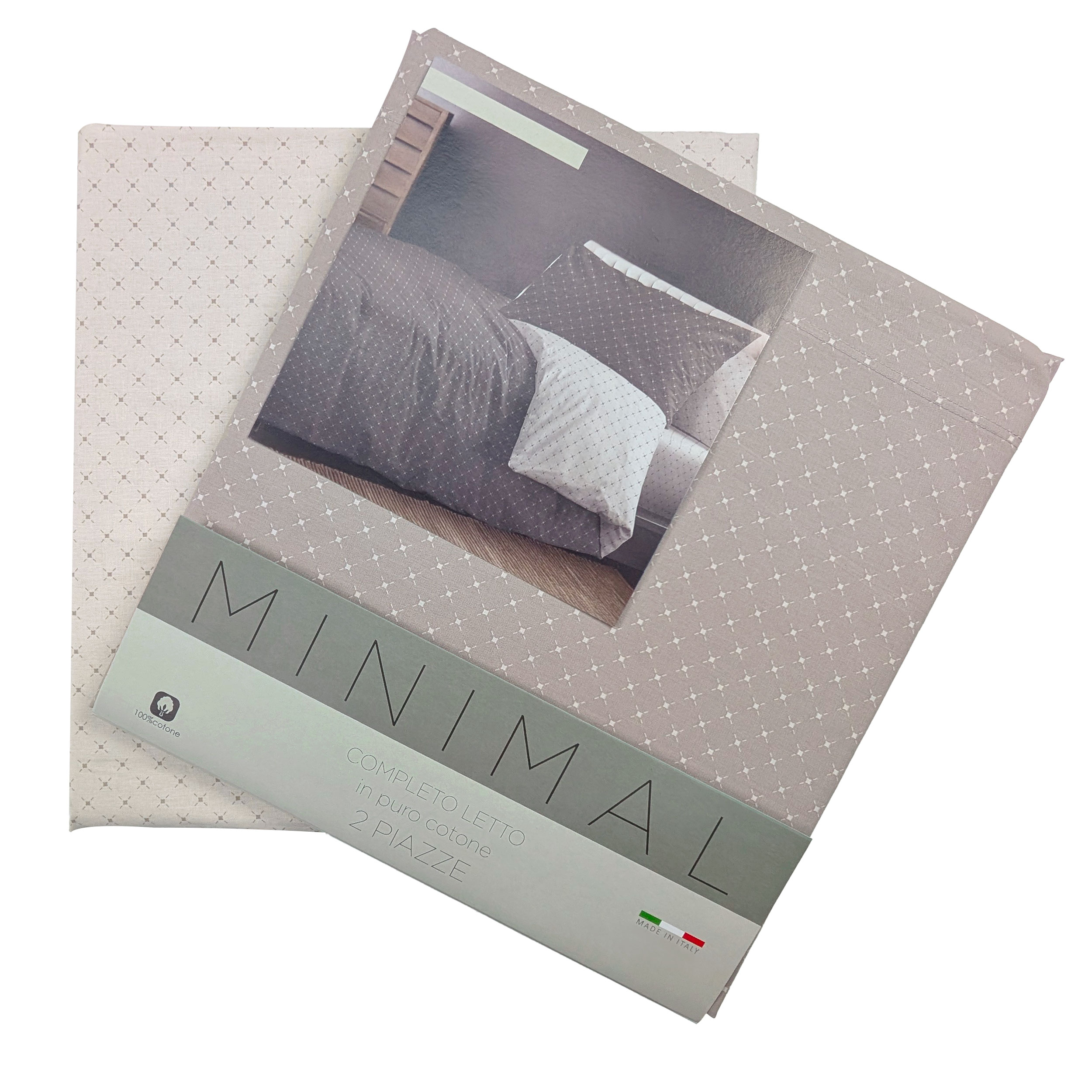 Completo Letto Matrimoniale Minimal Rombi Tortora Image