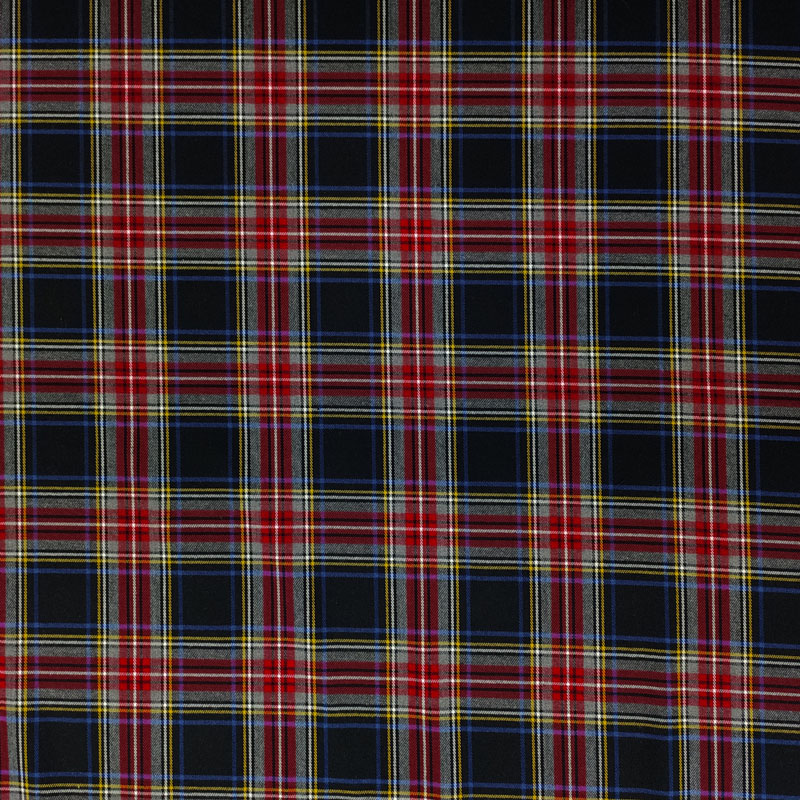 Tessuto Tartan Scozzese Blu Quadri Rossi e Grigi