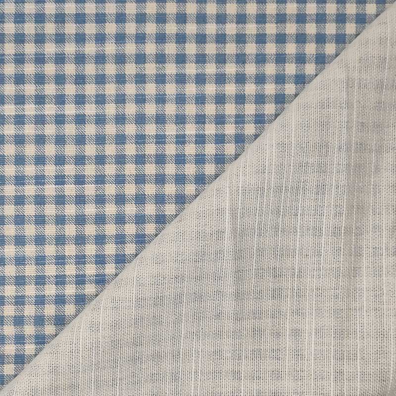 Tessuto cotone quadretto azzurro