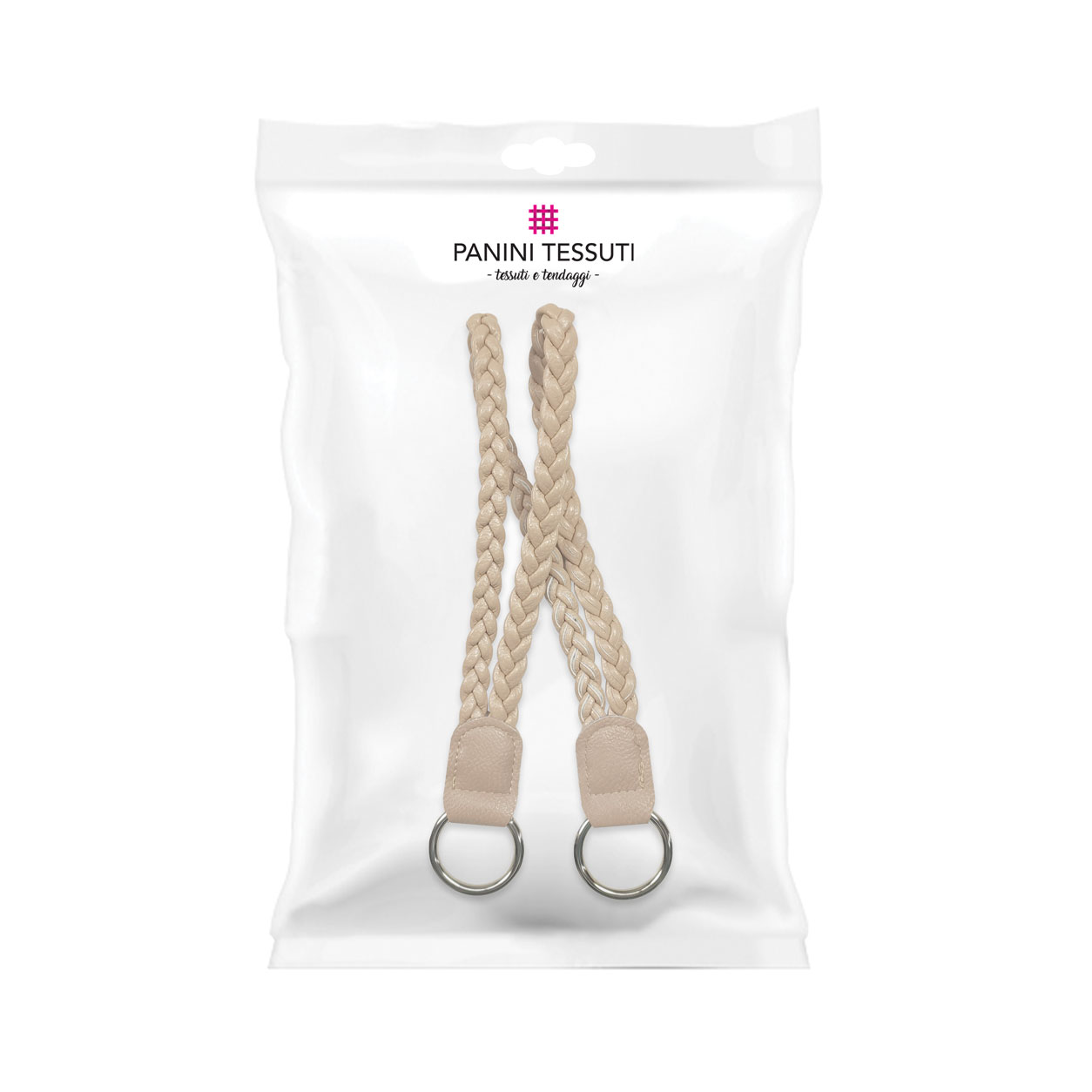 Confezione manici borsa fai da te ecopelle trecce nocciola