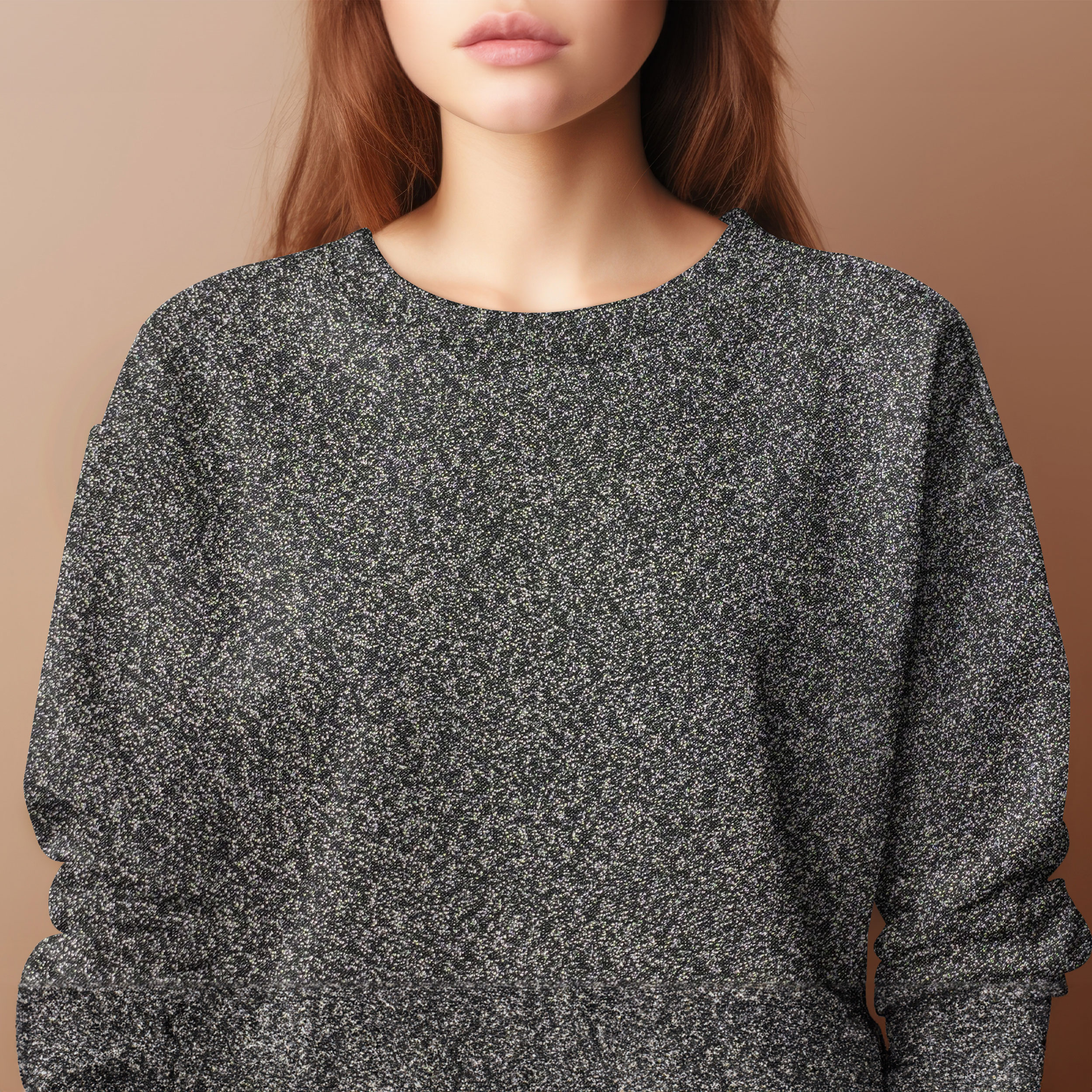 Neoprene Double Glitter Argento e Tinta Unita Nero