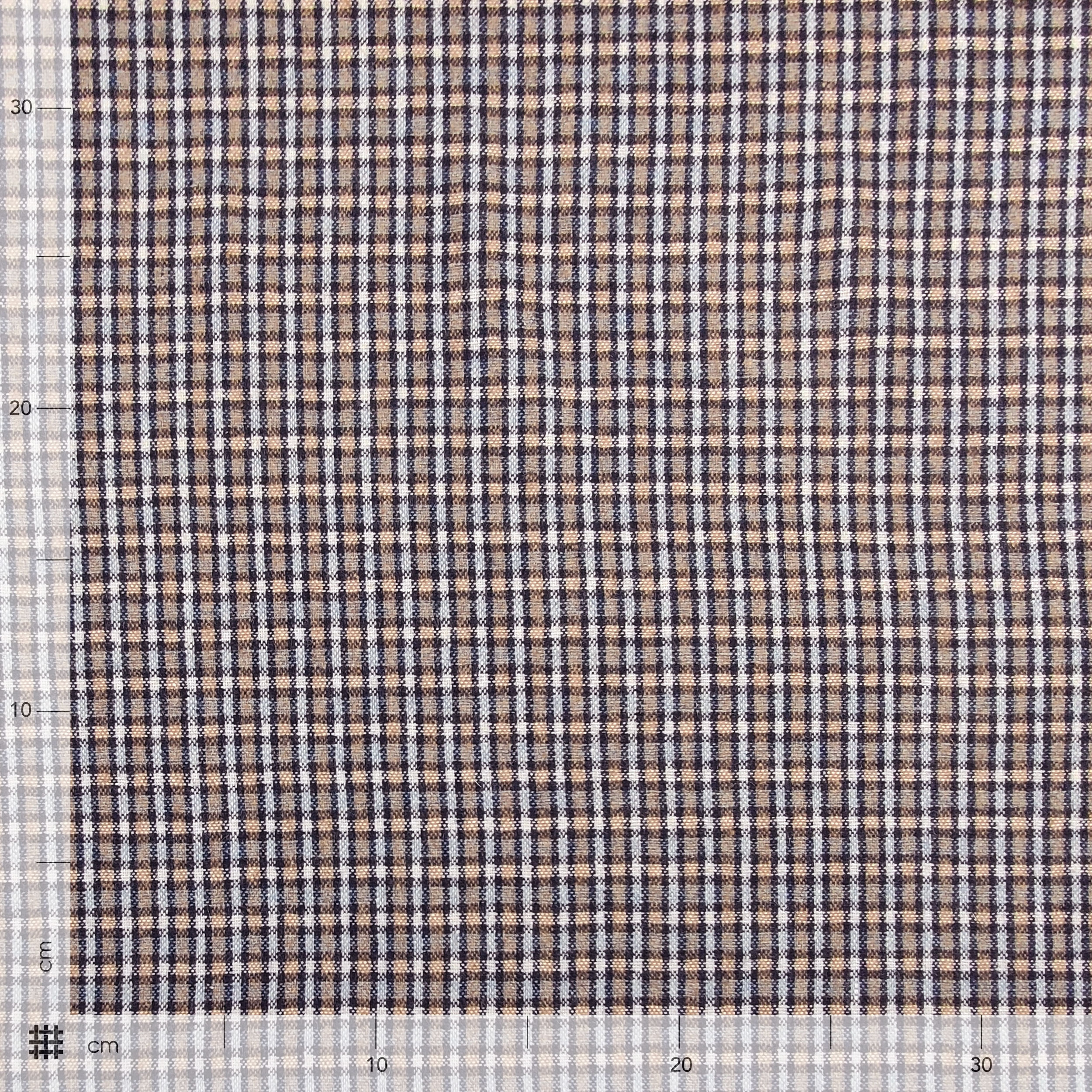 Tessuto in Misto Lana Quadretti Toni Blu e Beige