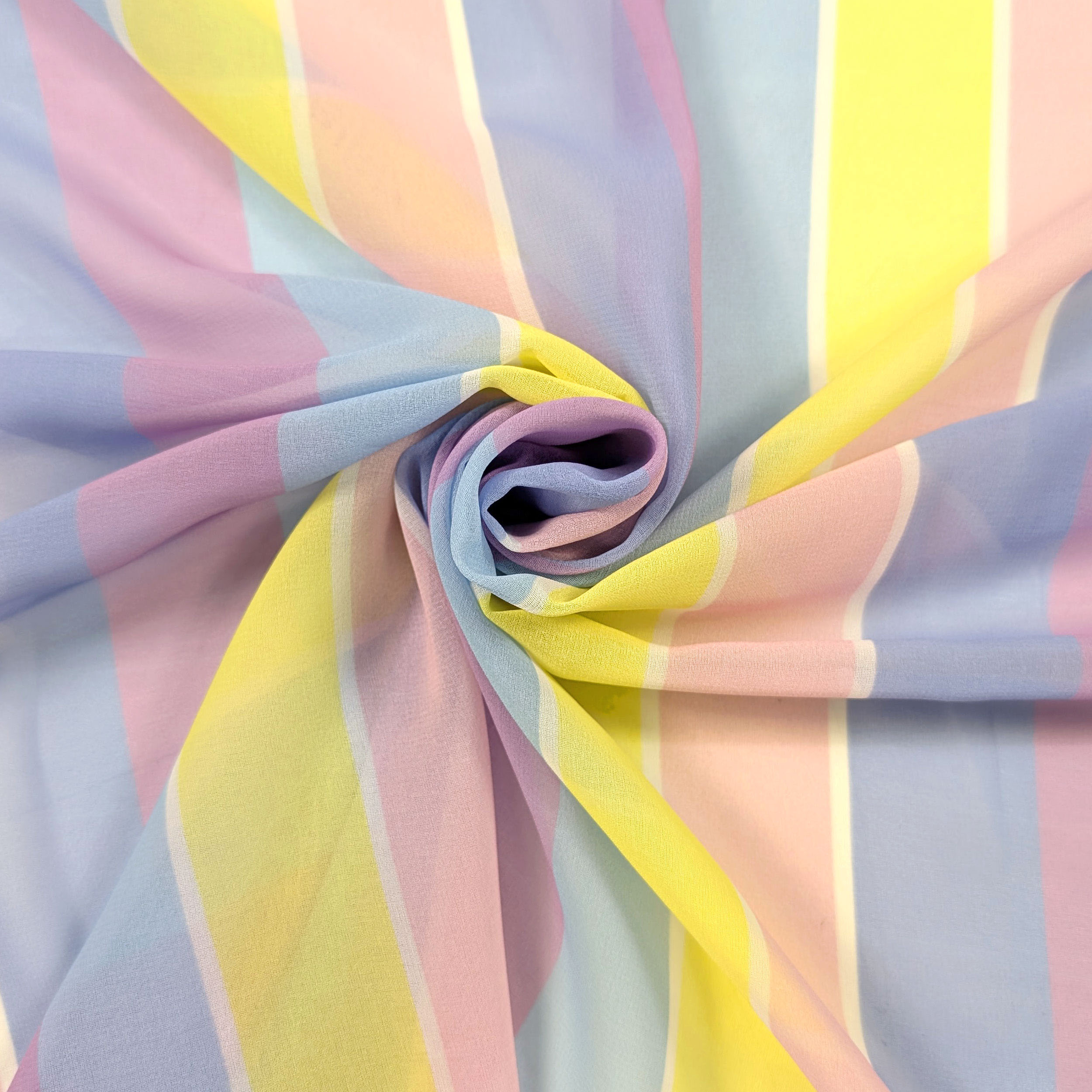 Chiffon Righe Gialle Rosa e Azzurre Image