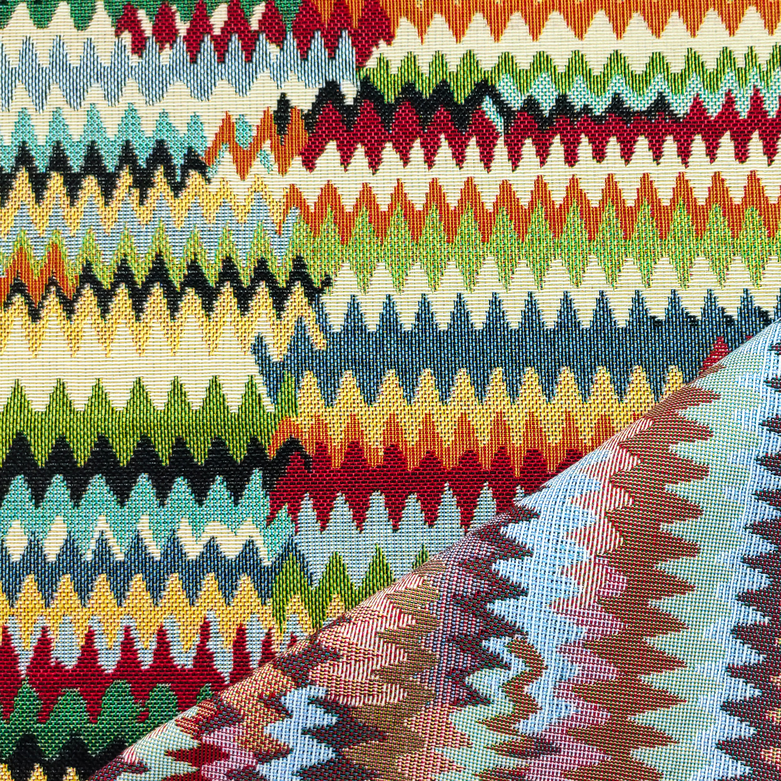 Tessuto Gobelin Fantasia Zig Zag Colorata