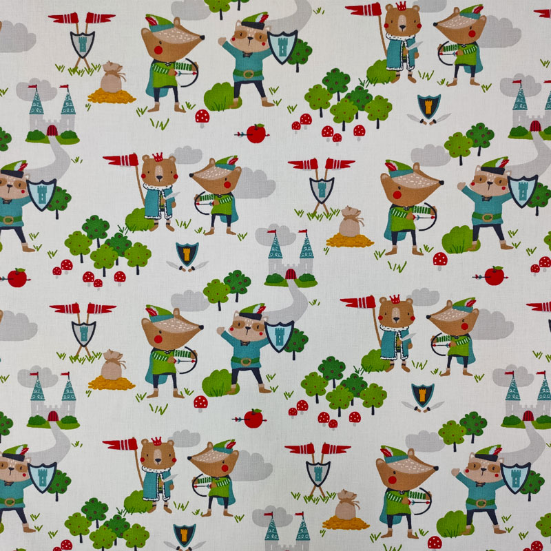Tessuto Cotone Orsetto Robin Hood