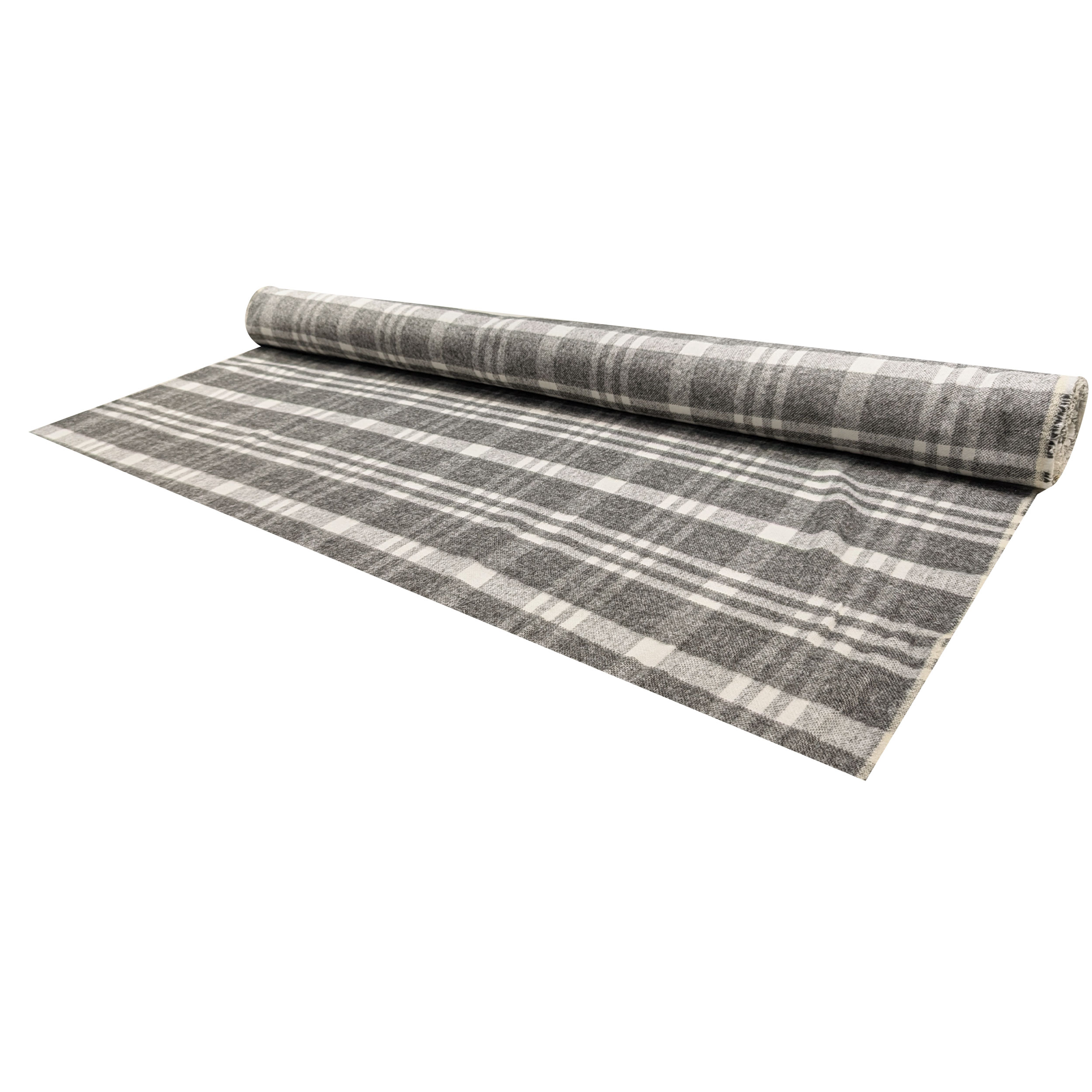 Cappotto Tartan Lana Cashmere Bianco Grigio Image