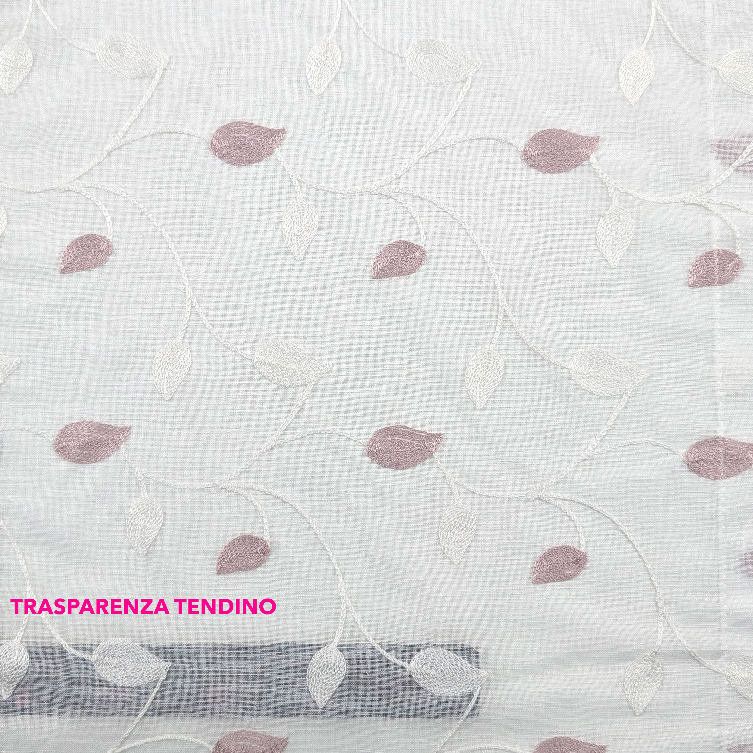 Tessuto Tendino Foglie Ricamate - Rosa Image