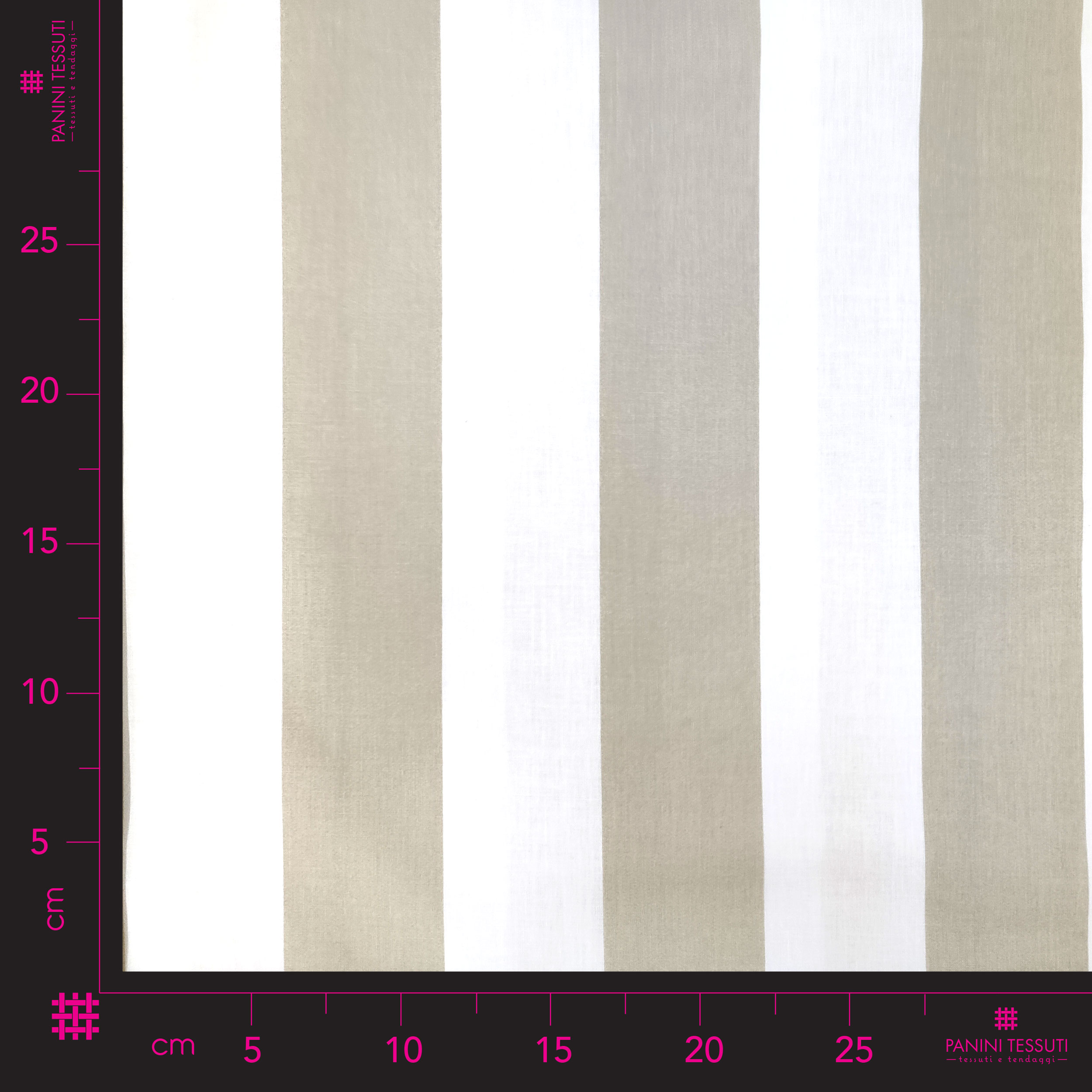 Tessuto di Cotone Righe Larghe Beige