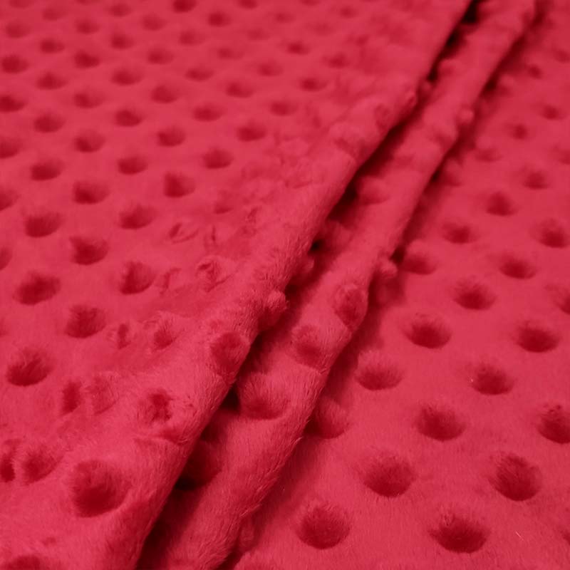 Tessuto Minky Dots Peluche Rosso  1