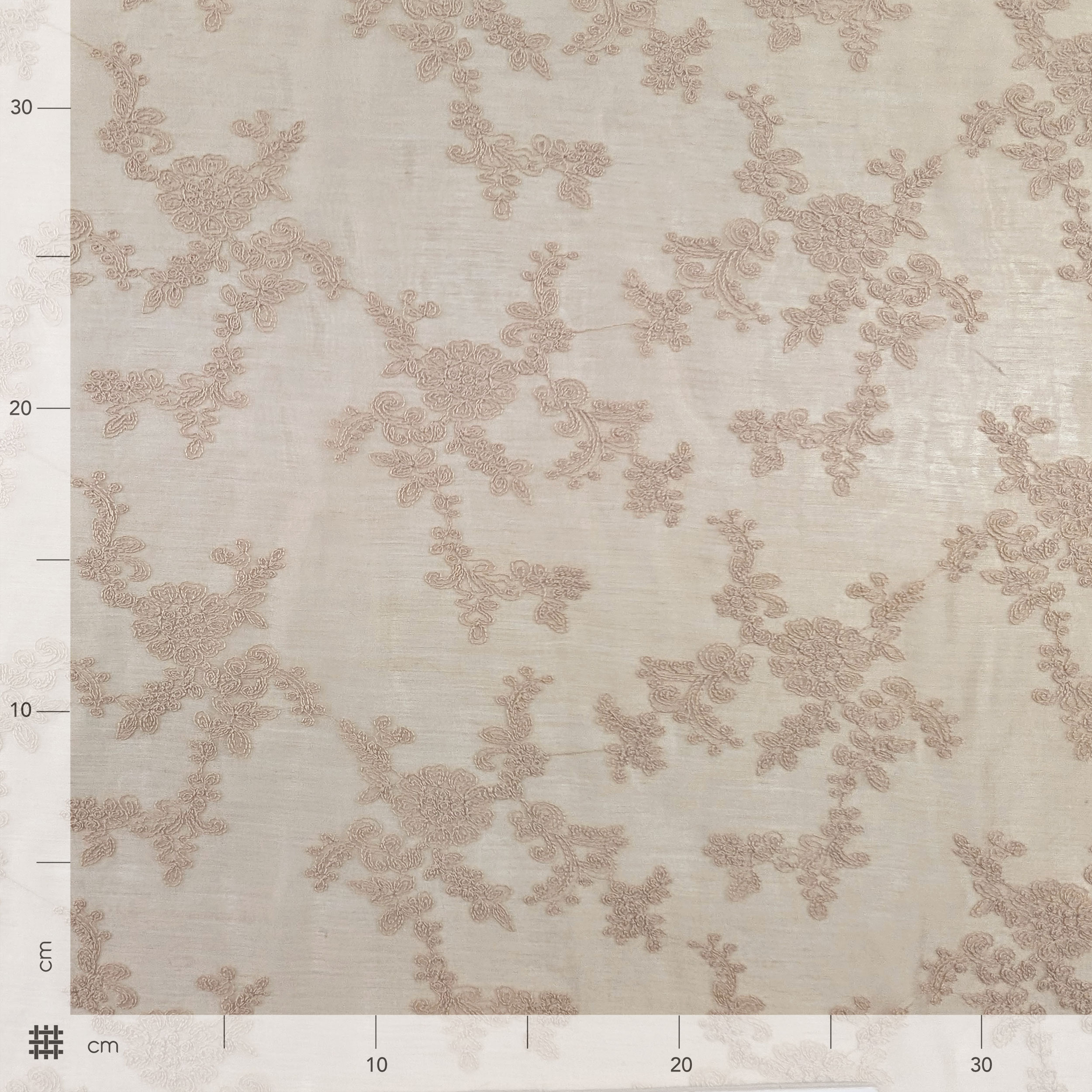 Mussola Ricamata Beige Fiori Image