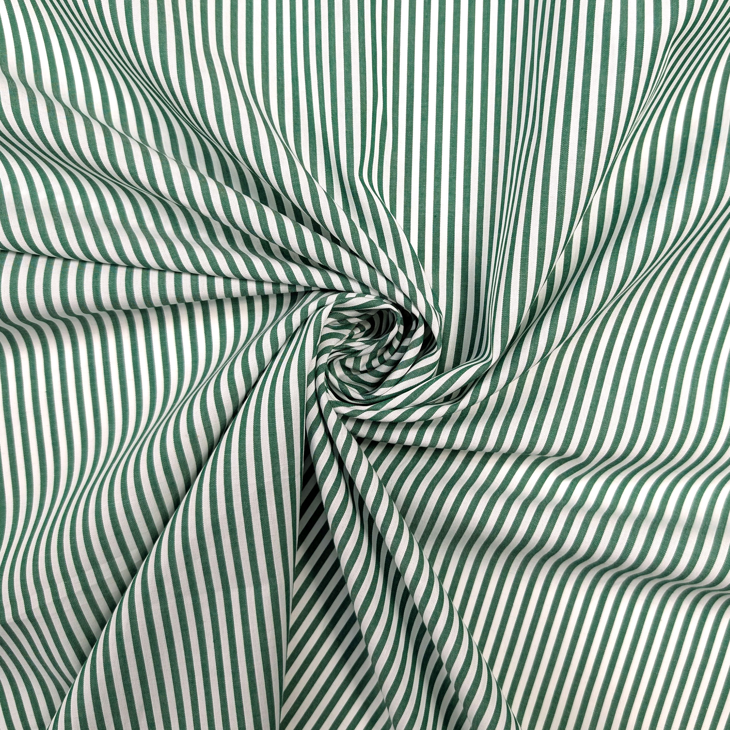 Cotone per Camiceria Righe Verdi Image
