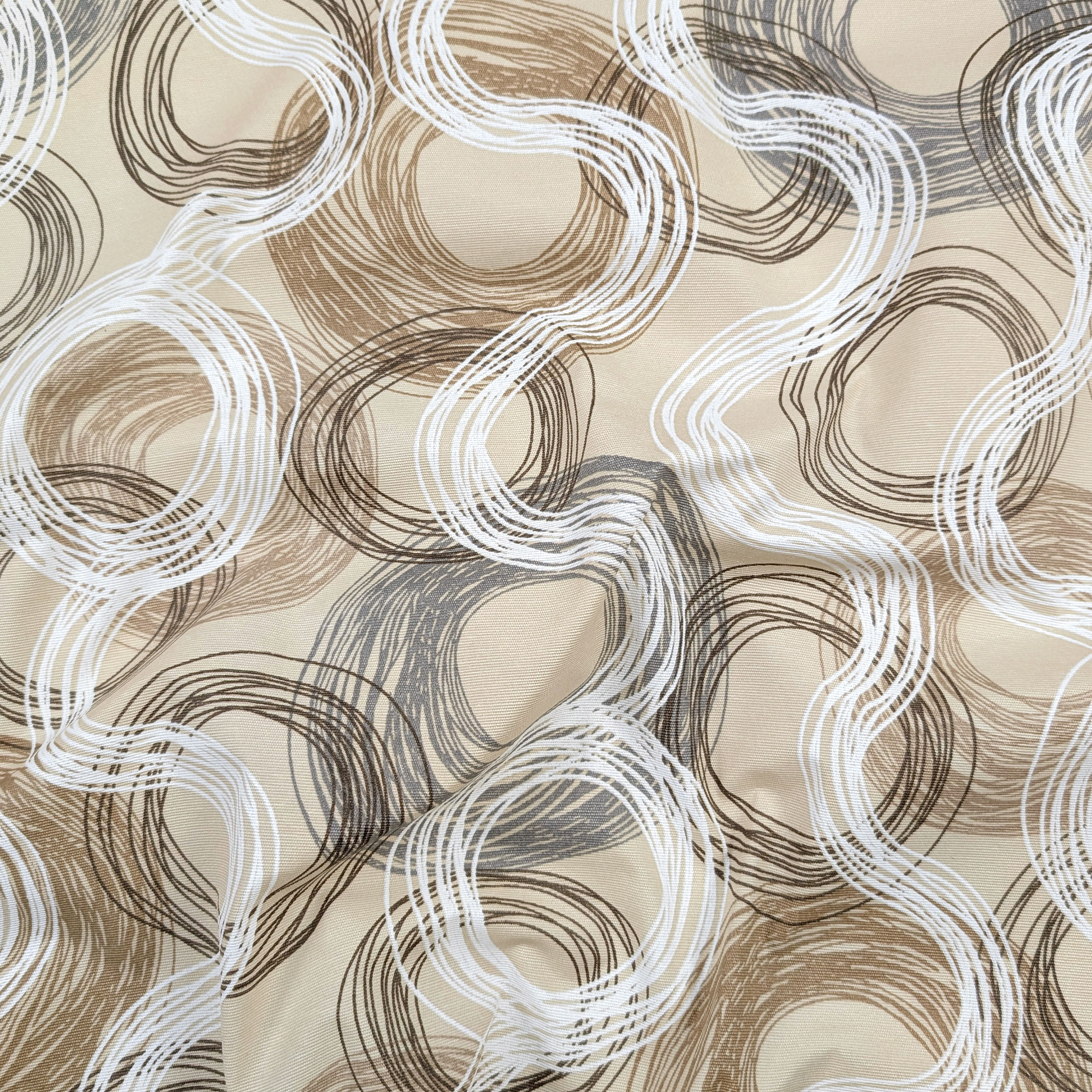 Tessuto per Tovaglia Resinata Cerchi Astratti Beige Image