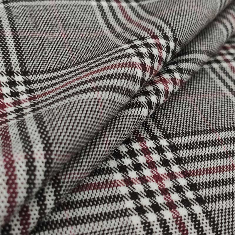 Tessuto Scozzese Quadri Bordeaux e Marrone