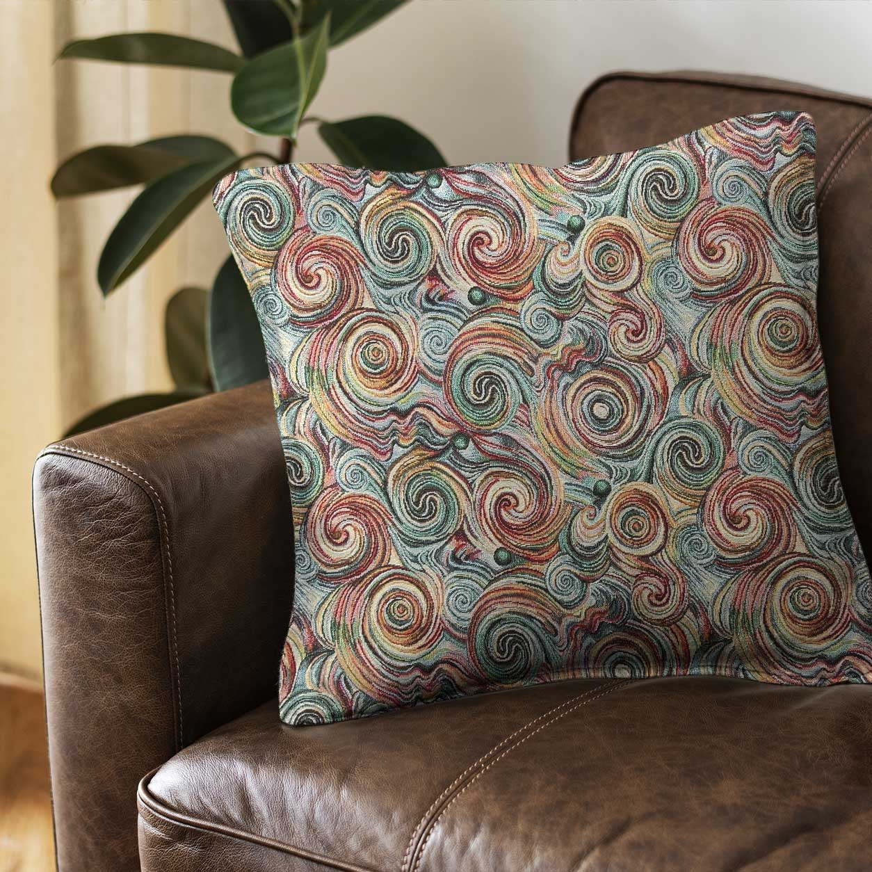 Tessuto Gobelin Arredo Spirali Astratte