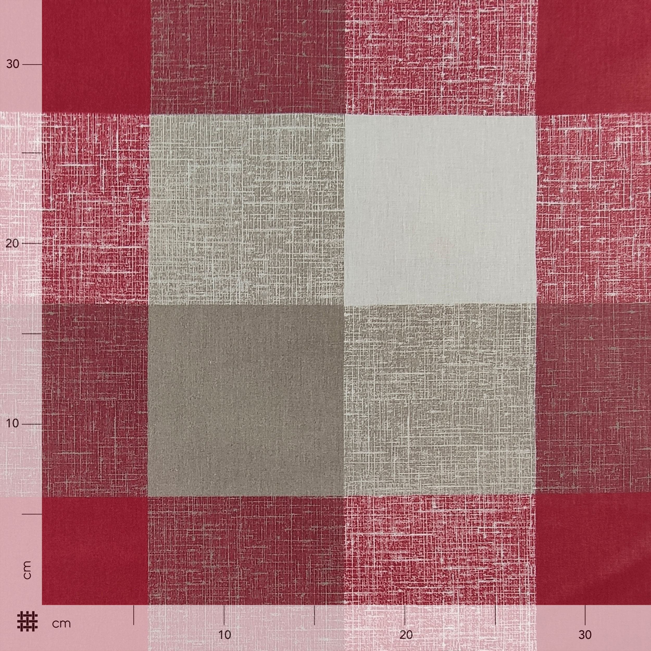 Tessuto Cotone Quadri Rossi e Beige