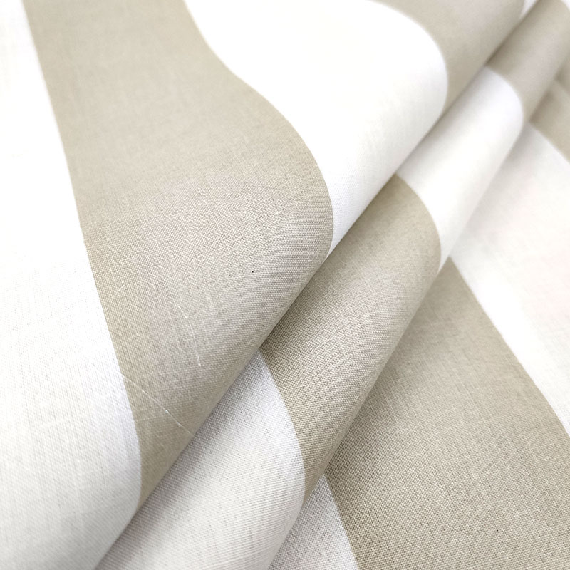 Tessuto di Cotone Righe Larghe Beige