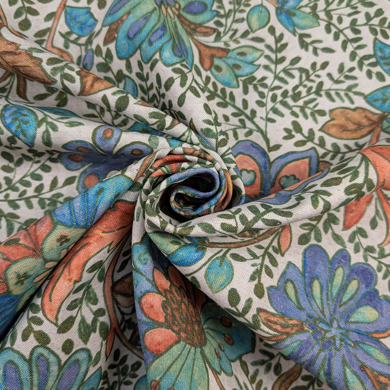 Panama Misto Lino Fiori Blu H 280 cm Image