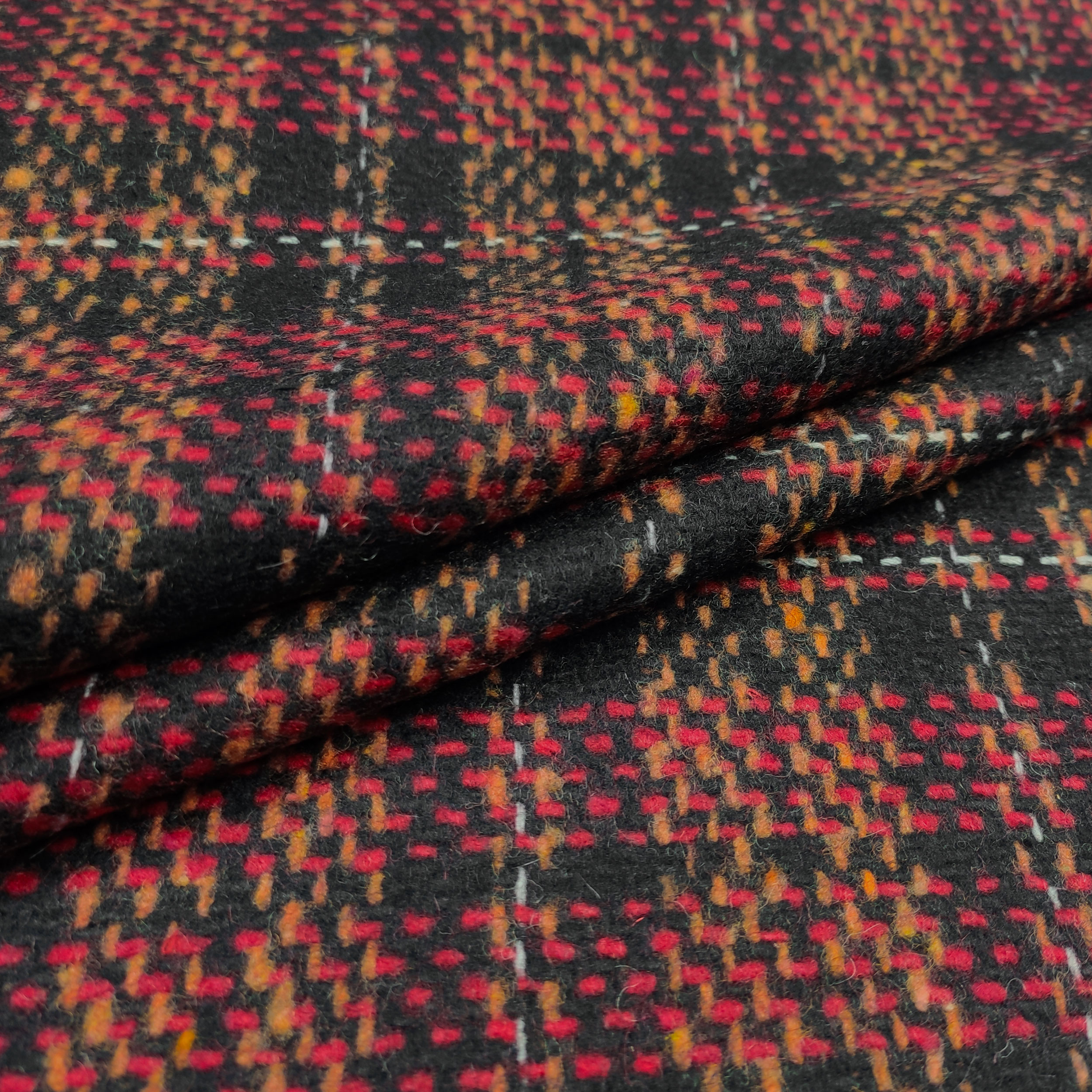 Tessuto Cappotto Intreccio Rosso
