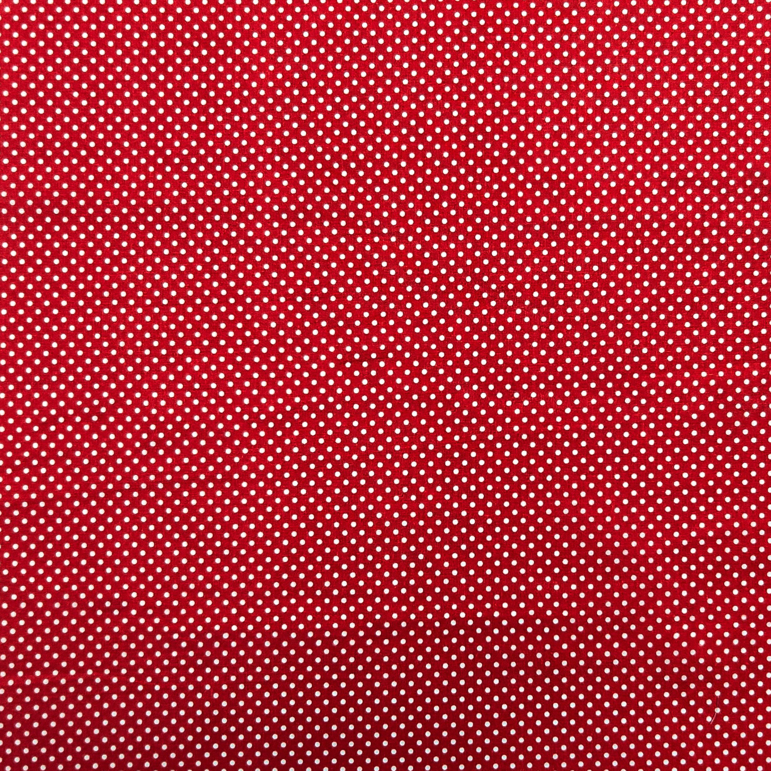 Tessuto Cotone Rosso Pois Bianchi Image