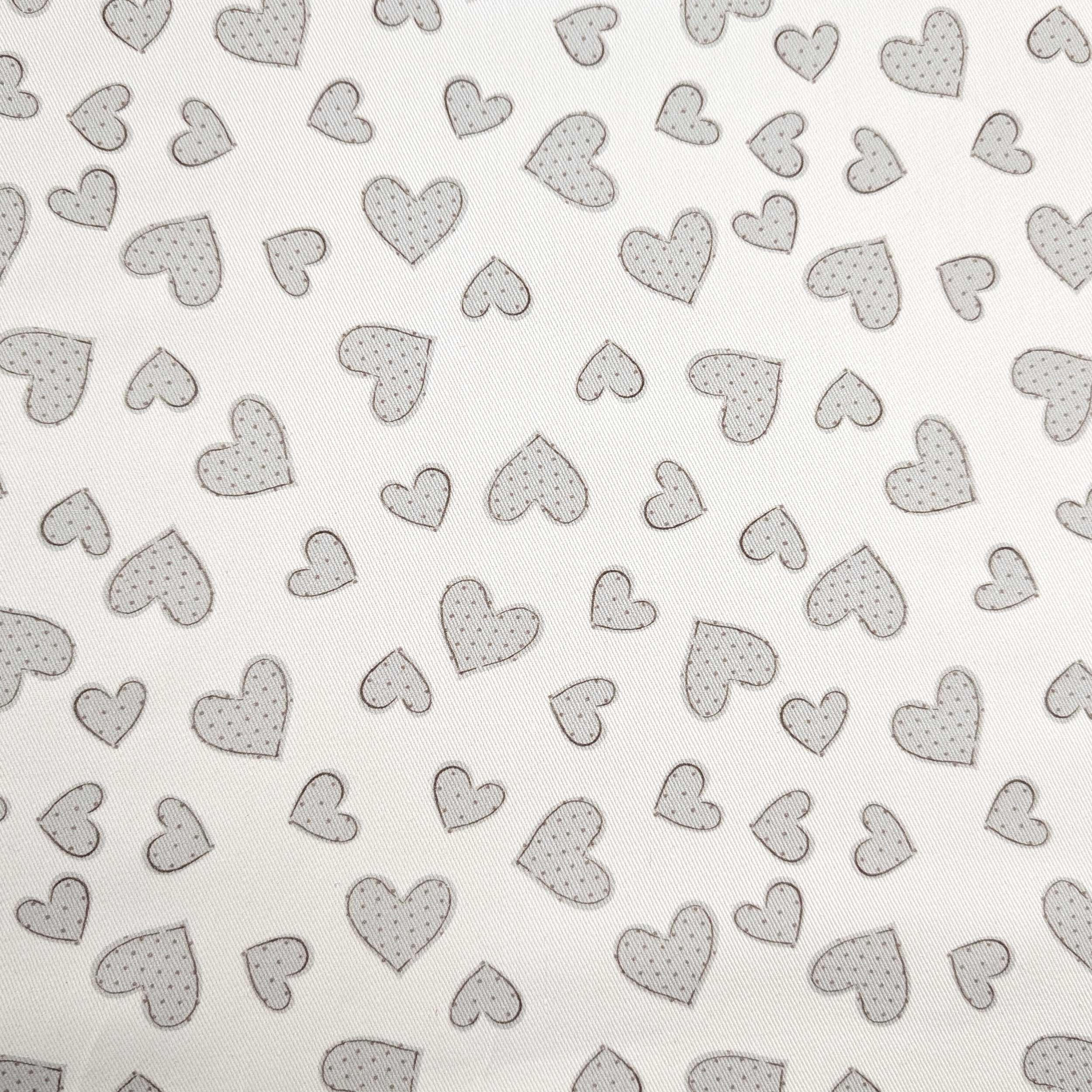 Gabardine Cotone Cuori Grigi Image