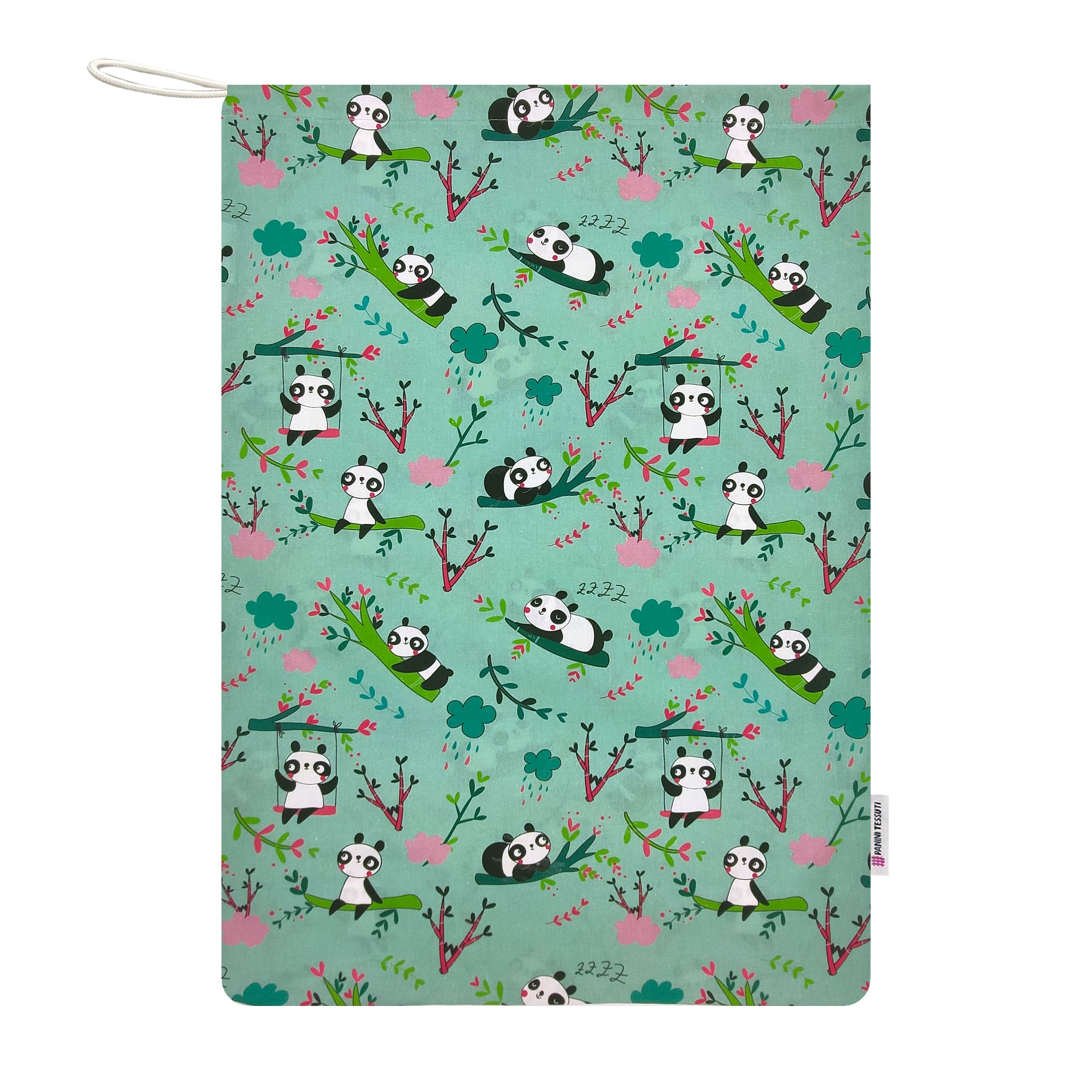 Sacchetto Asilo Panda Sfondo Verde Menta