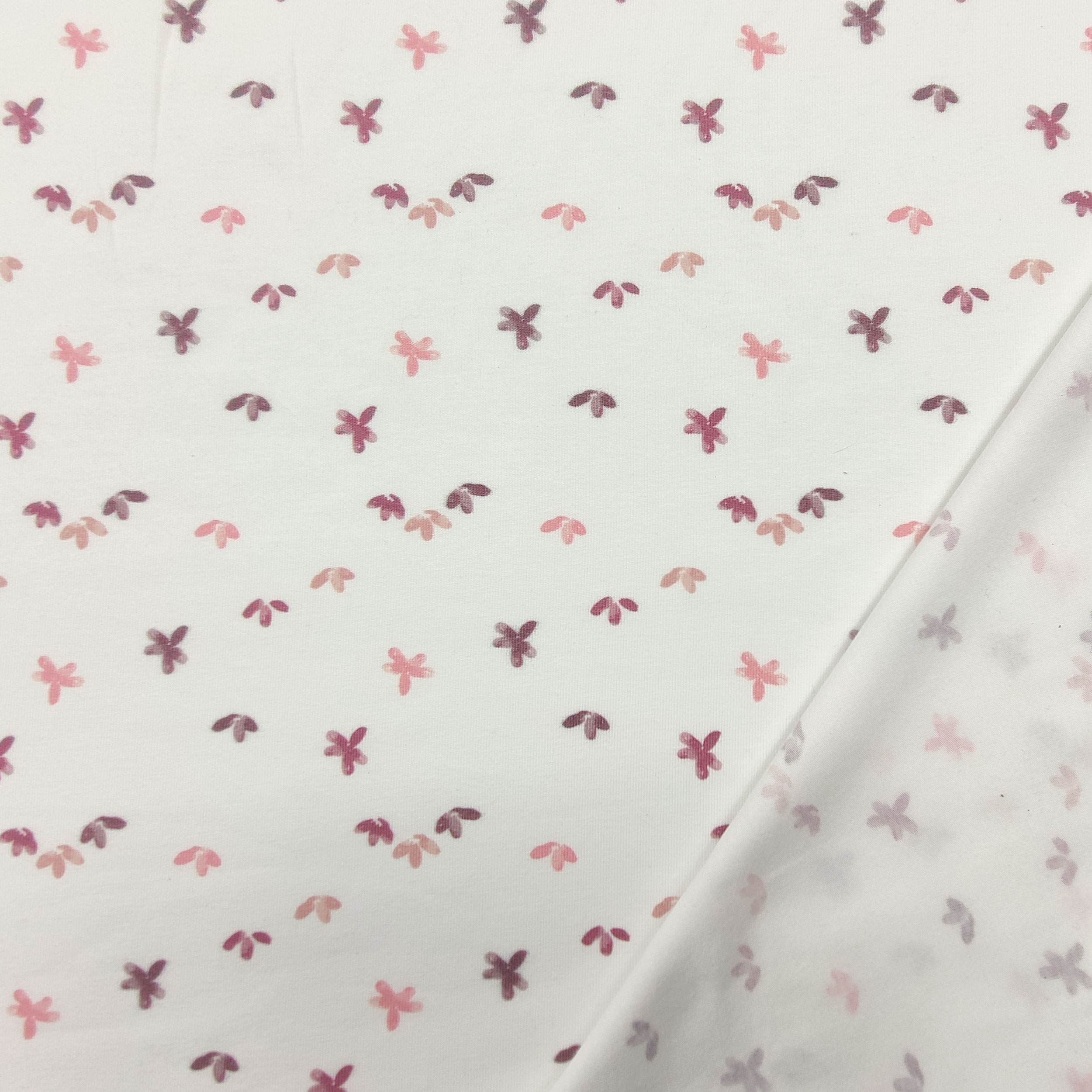 Tessuto Jersey Cotone Fiorellini Toni Rosa