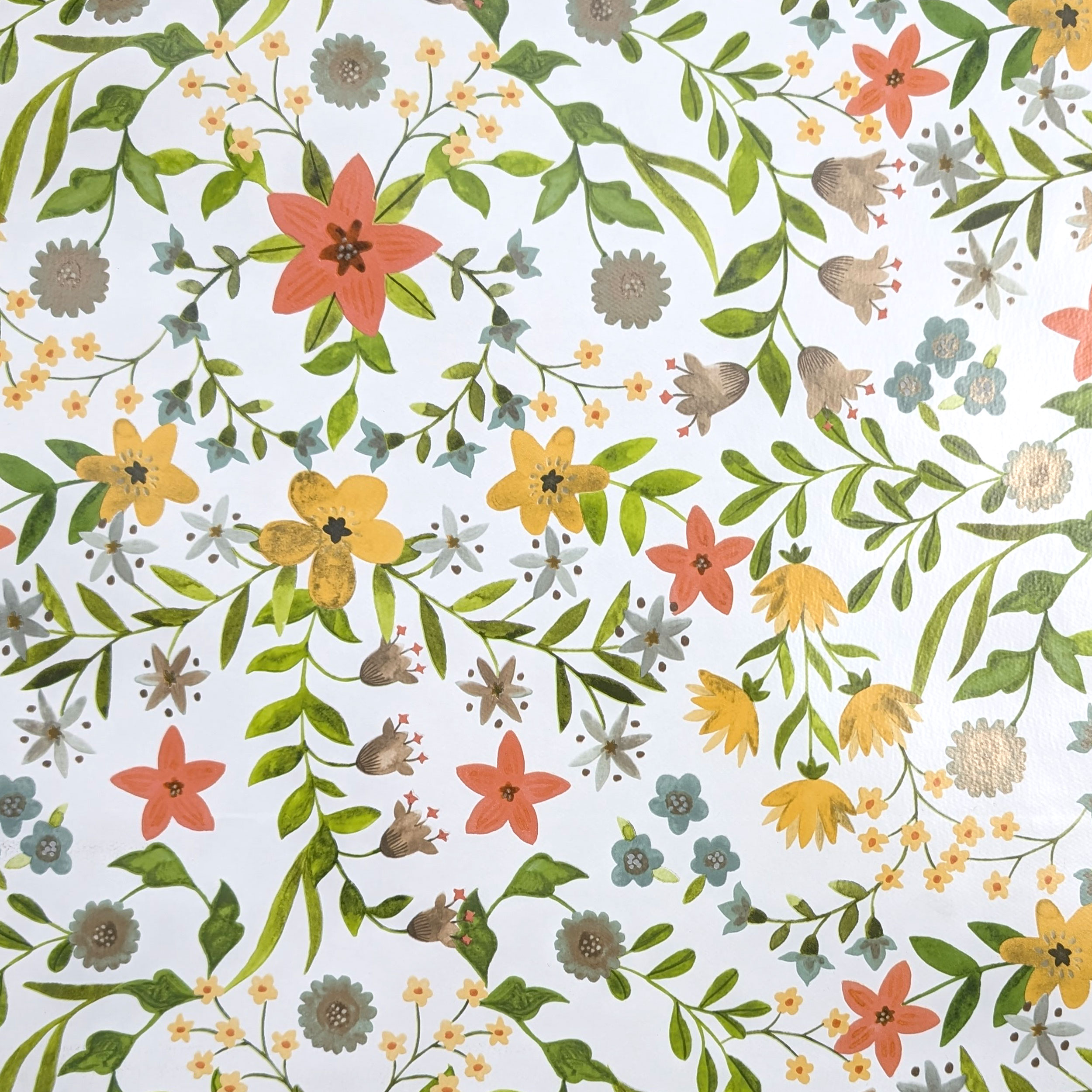 Tessuto per Tovaglia Plastificata Fiori Toni Caldi Image