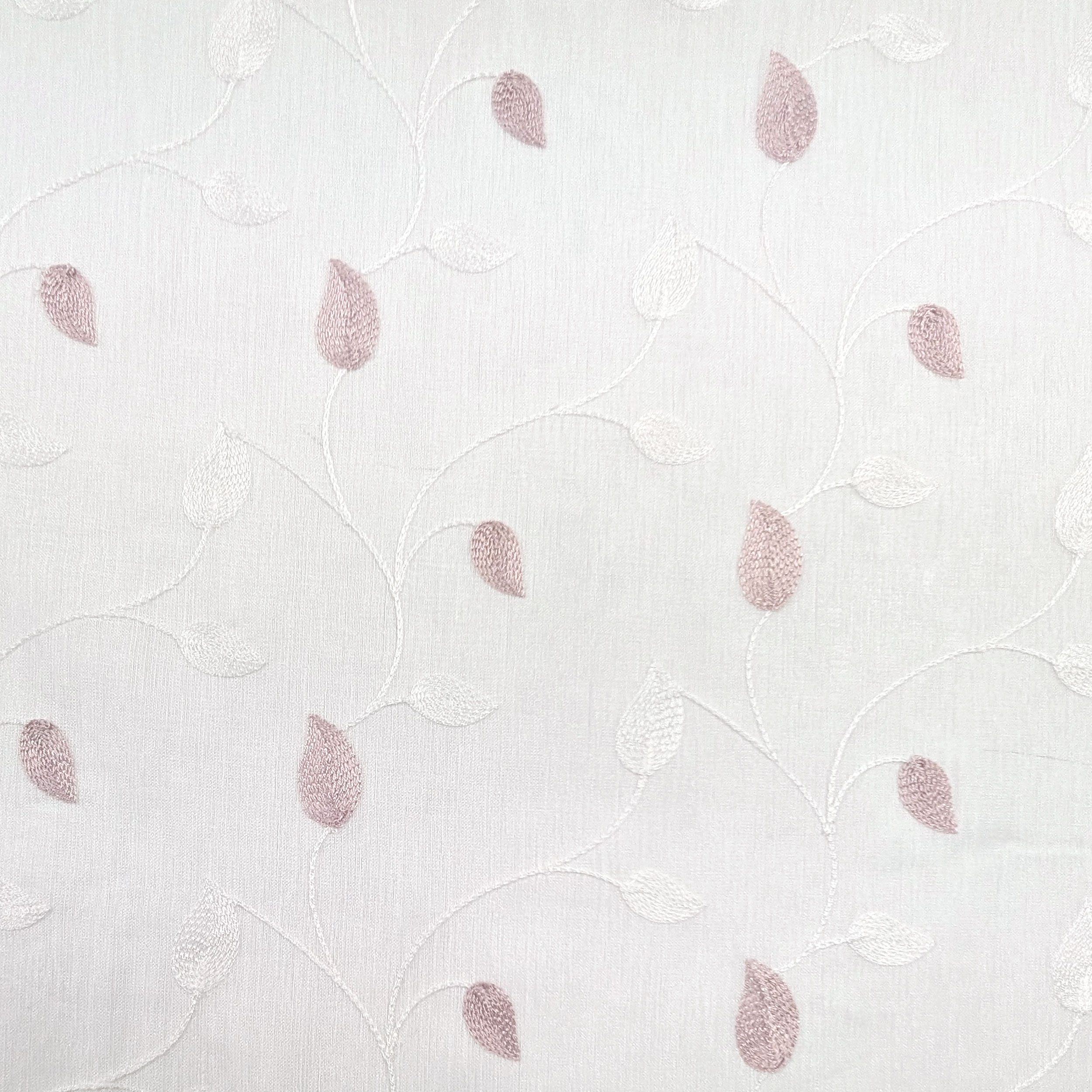 Tessuto Tenda Foglie Ricamate Rosa Image